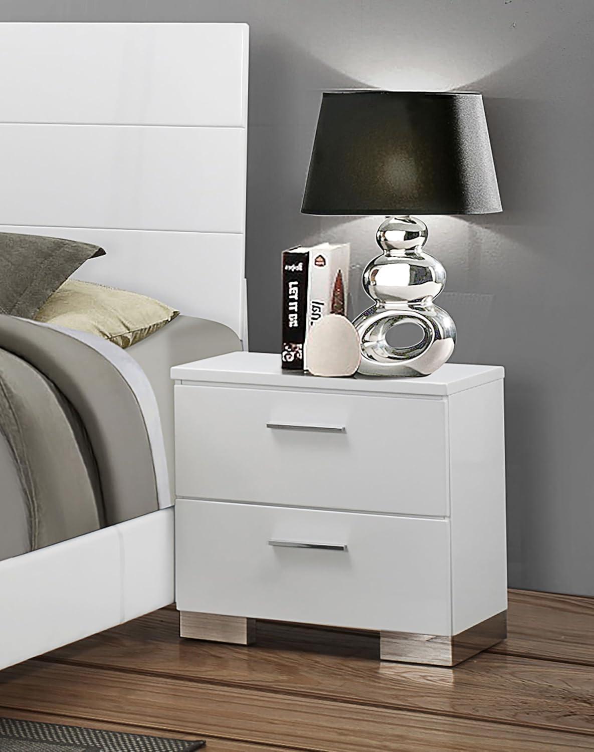 Coaster 203502 Home Furnishings Night Stand, Glossy White