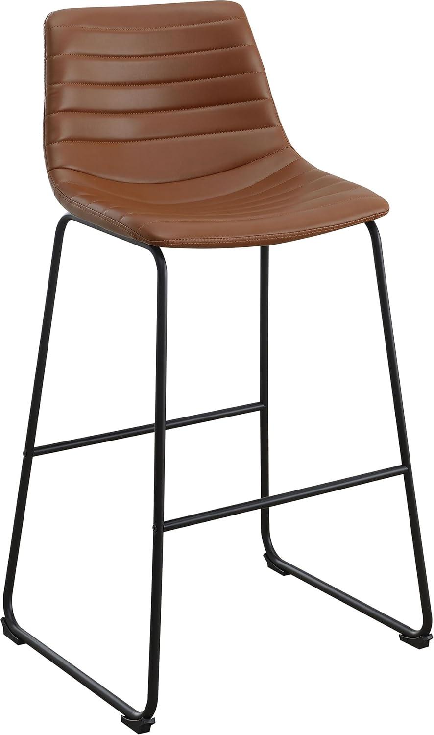 Coaster Zuni Rustic Faux Leather Upholstered Bar Chair in Brown