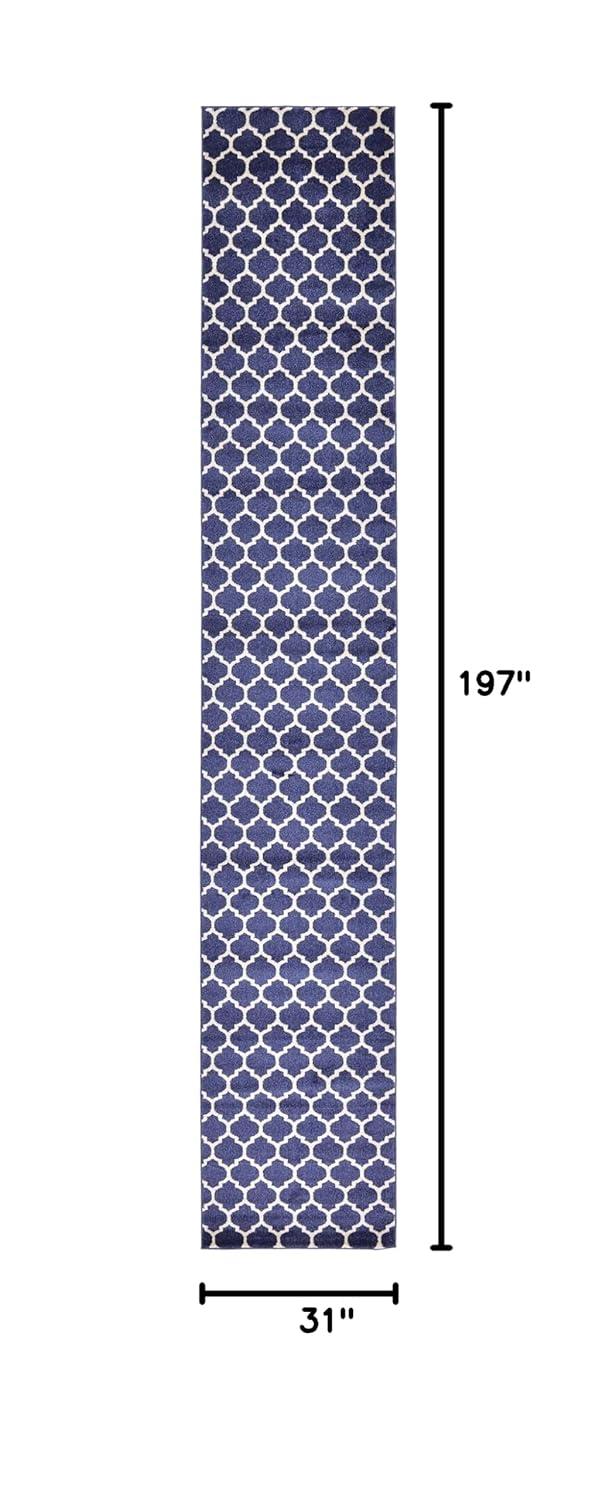 Unique Loom 2' 7 x 16' 5 Trellis Philadelphia Dark Blue Area Rug