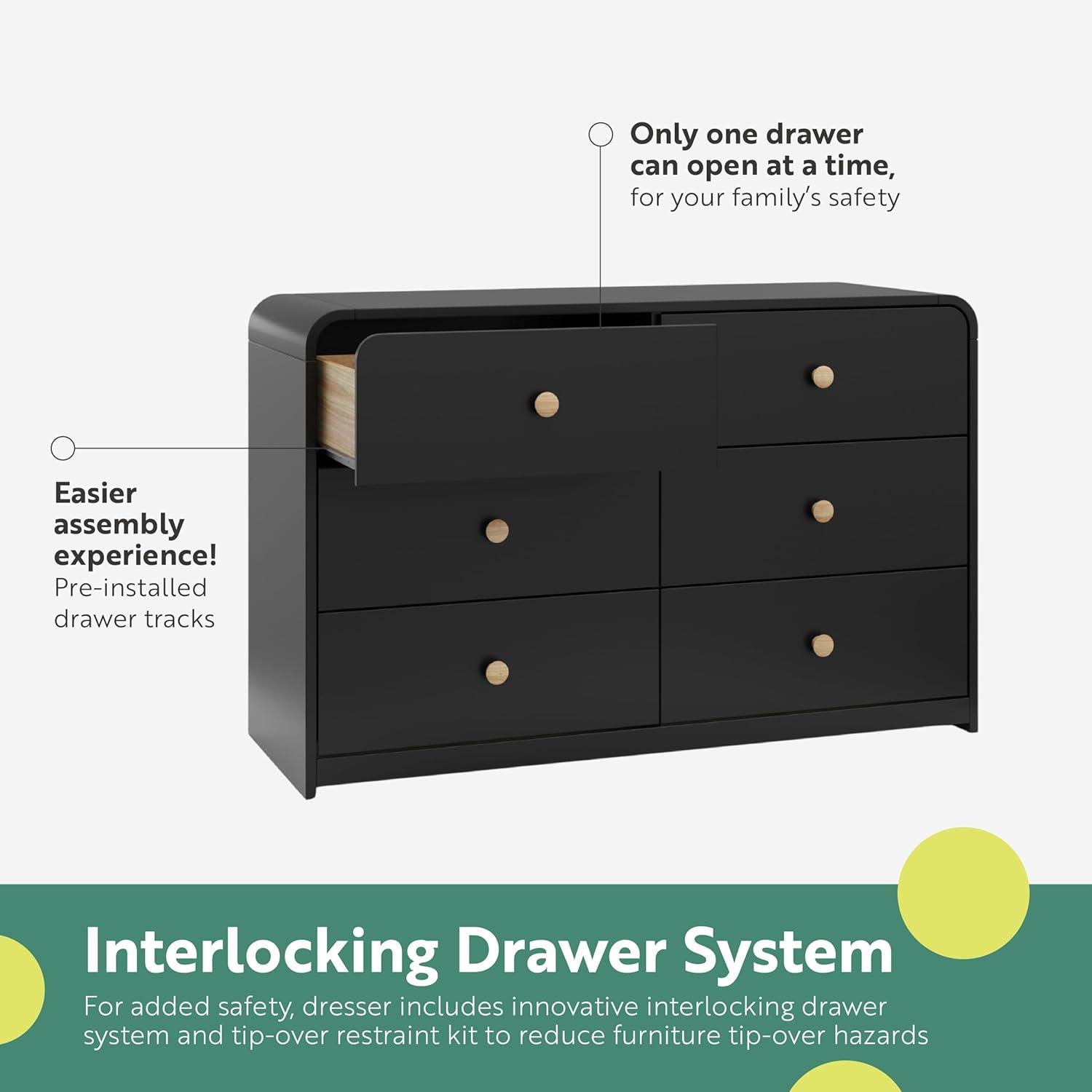 Storkcraft Santos 6-Drawer Dresser (Black with Natural)