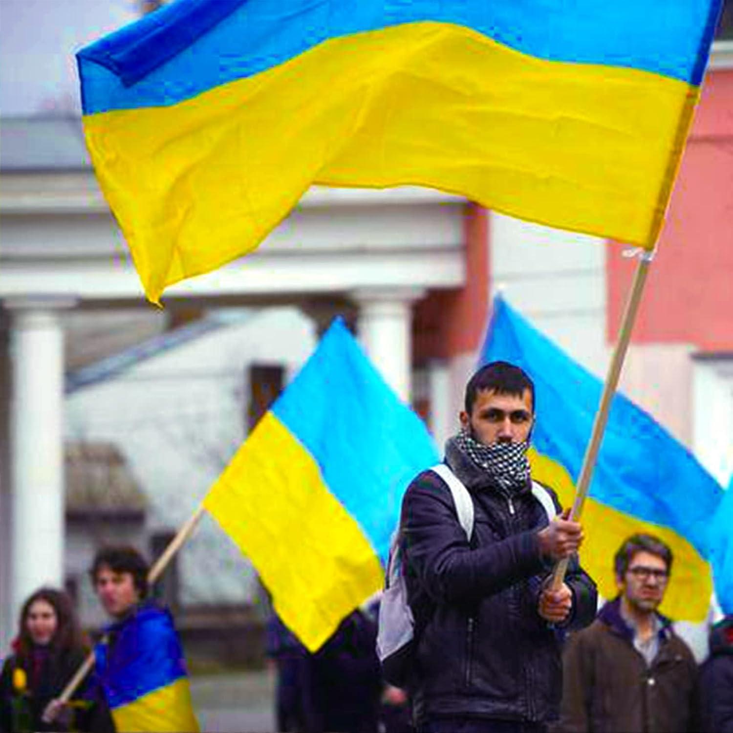 AhfuLife Ukraine Flag 3x5 Ft, Large Ukrainian Flags for Outside - Double Sided with Brass Eyelets for Olympic Party Decorations, Bar Garden Street Decoration Indoor Outdoor