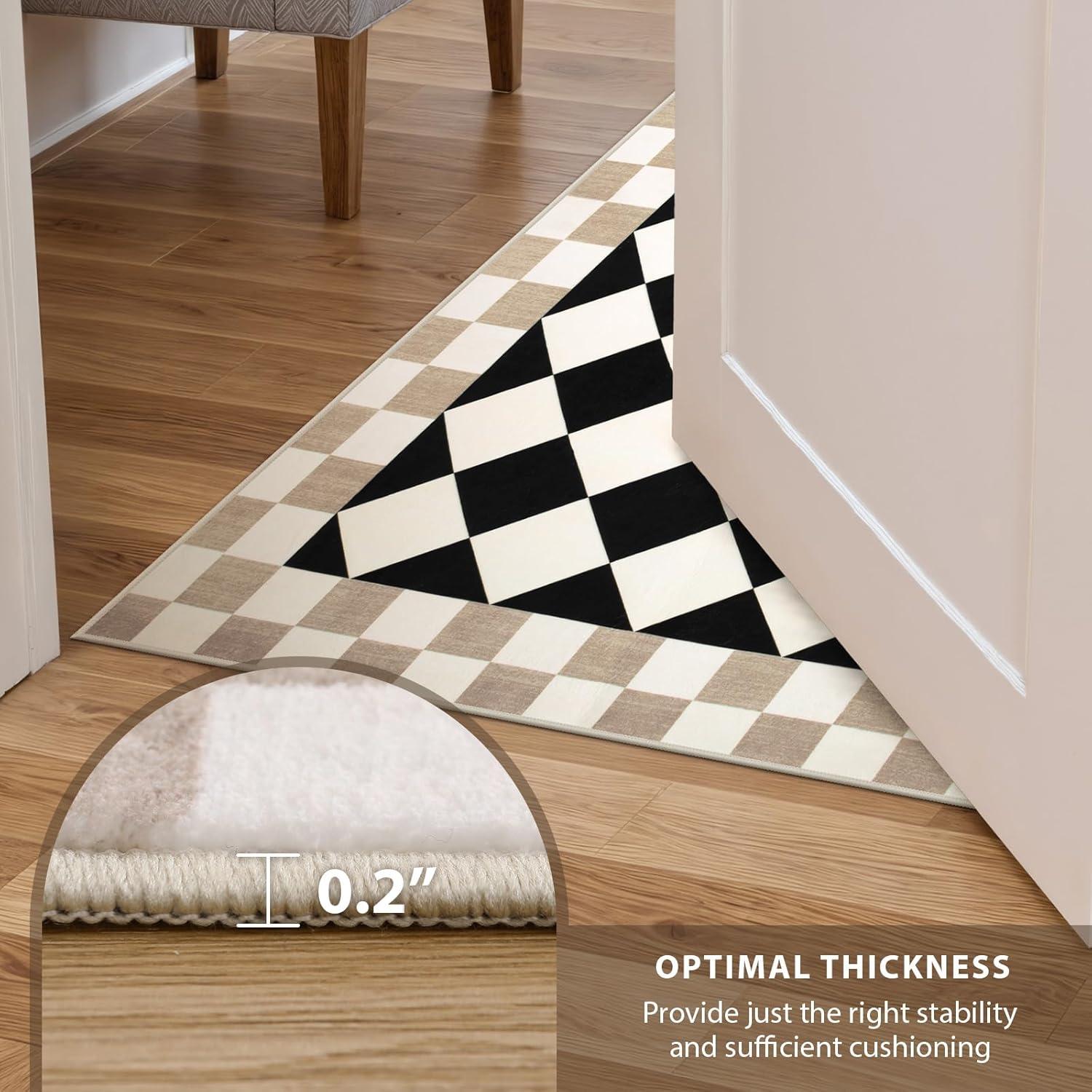 Corrigan Studio® Haylee Super Lightweight Plastic Straw Rug Checkered Black/White Outdoor Area Rug