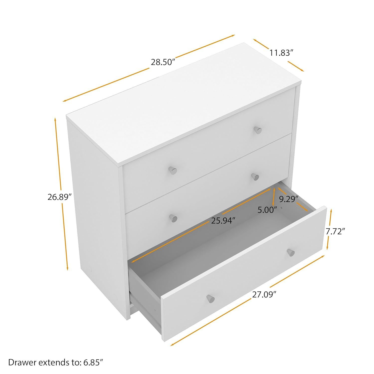 Wood Portland 3 Drawer Chest in White-Tvilum