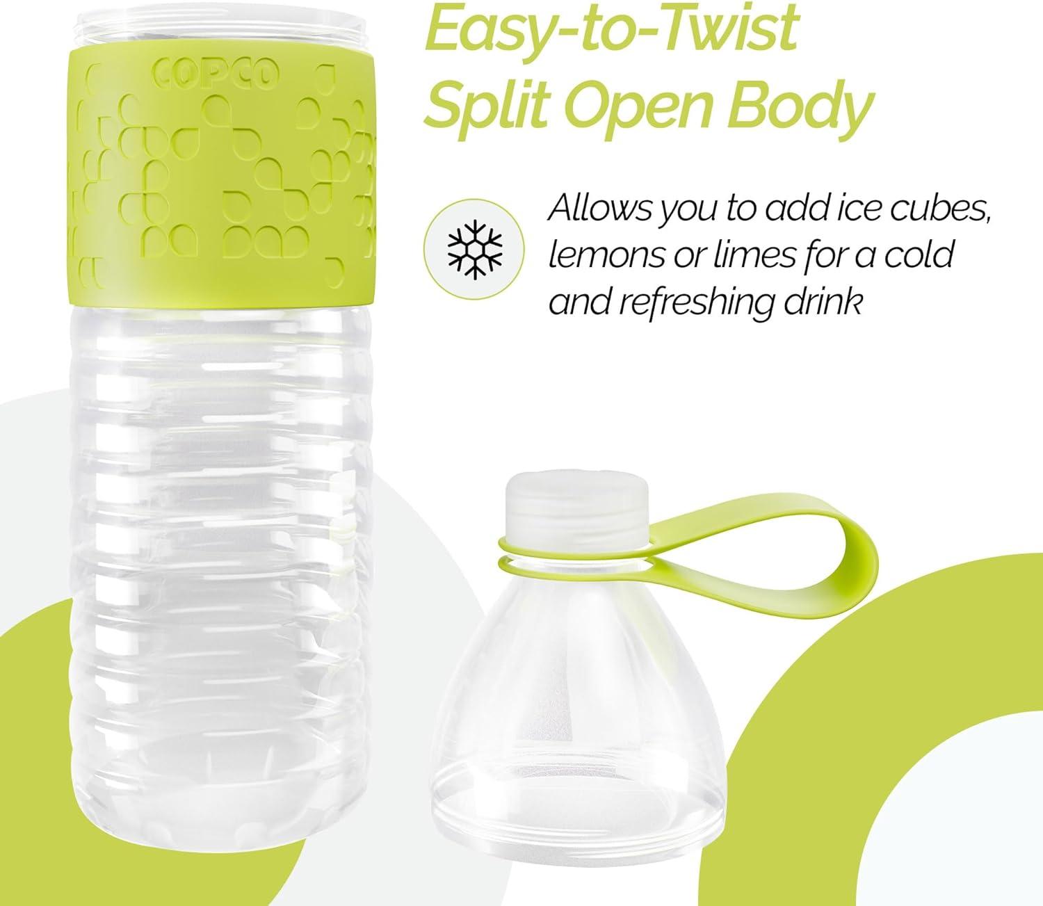 Copco Hydra Sports Water Bottle 20 Ounce Non Slip Sleeve BPA Free Tritan Plastic Reusable - Green 2510-2193