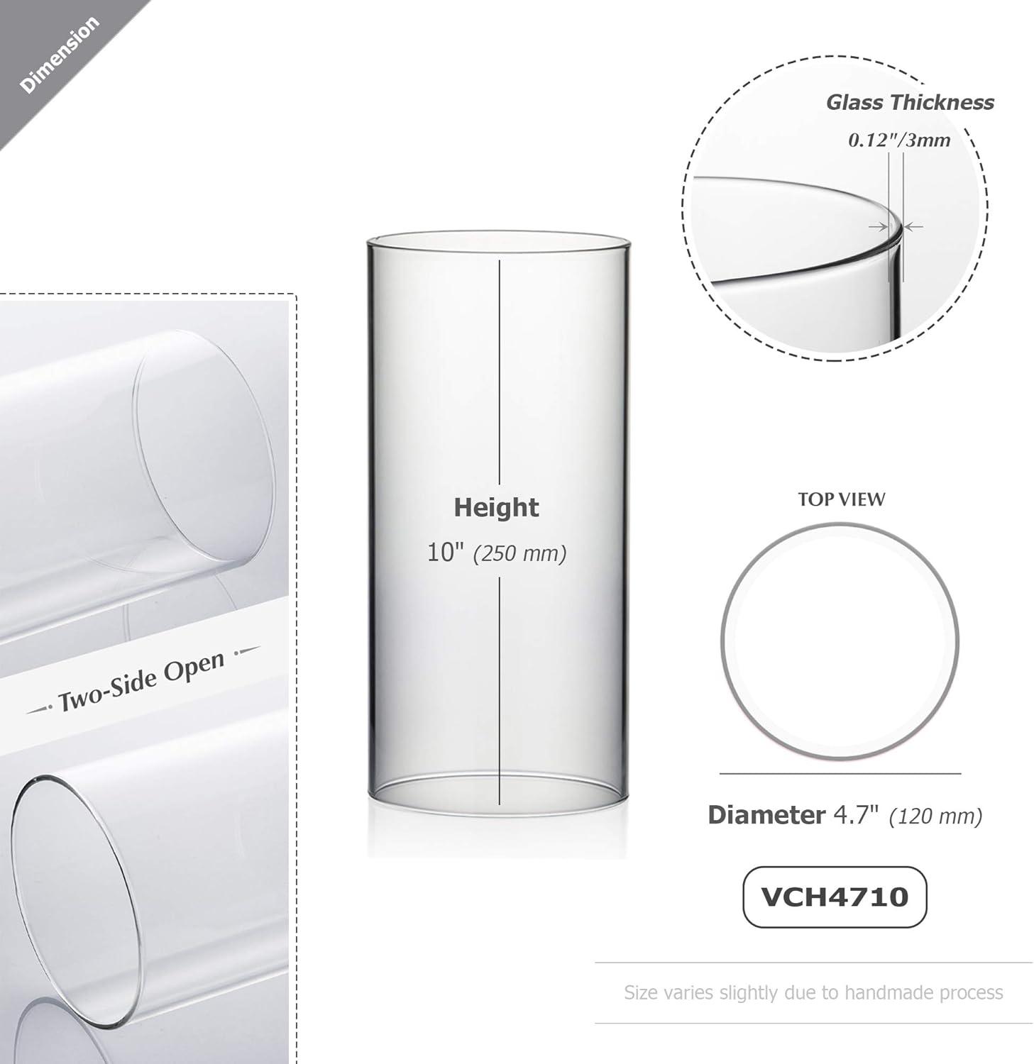 WGV Clear Hurricane Candle Shade Chimney Tube - Wide 4.7", Height 10" Good quality, Heavy Weighted Base - 1 Pc