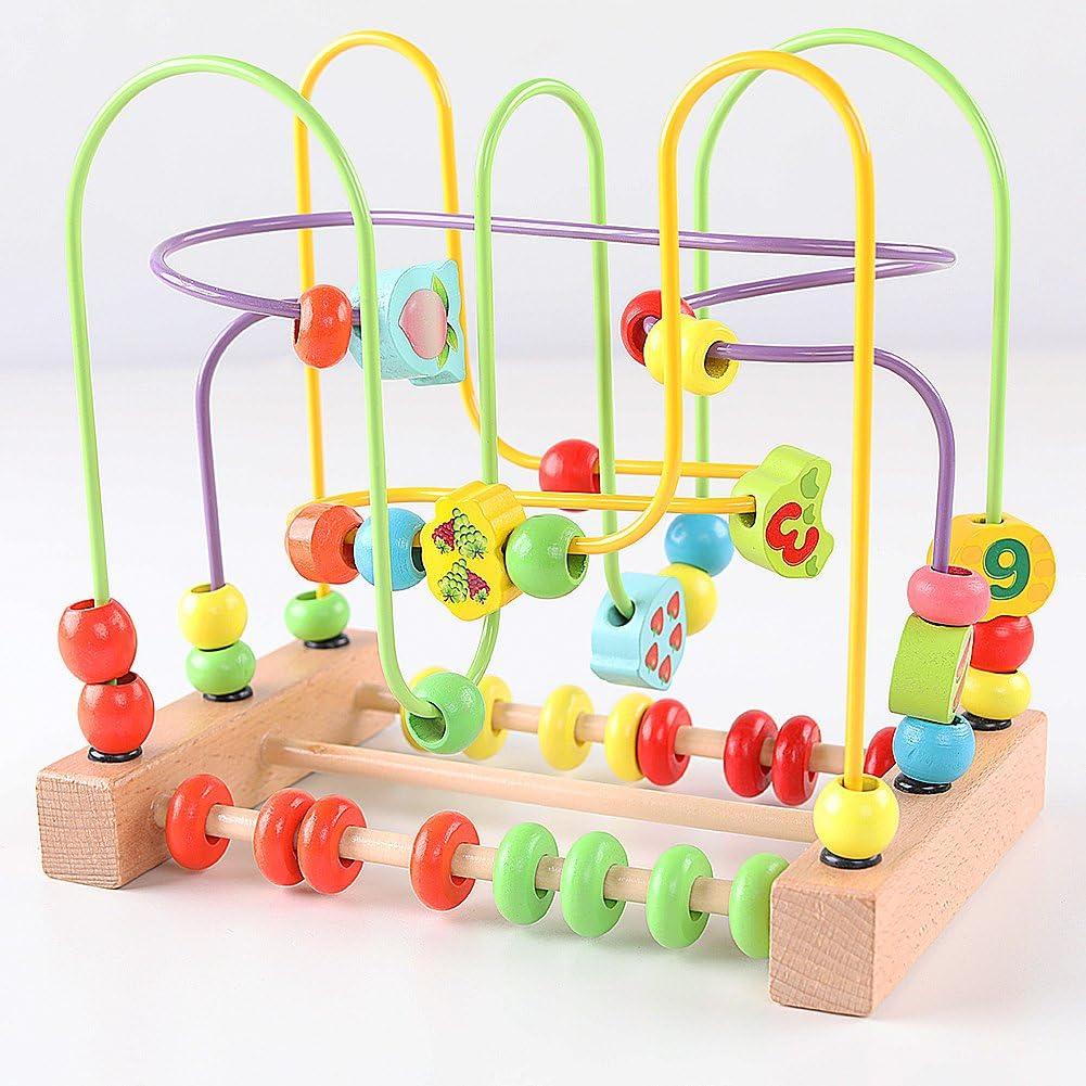 Wooden Toys for Toddlers - Bead Maze Toy with Colorful Animals, Fruits & Shapes | Educational Gift Package for Challenging Kids Mind | Enhance Manipulative Ability & Creativity | Ideal Birthday & East