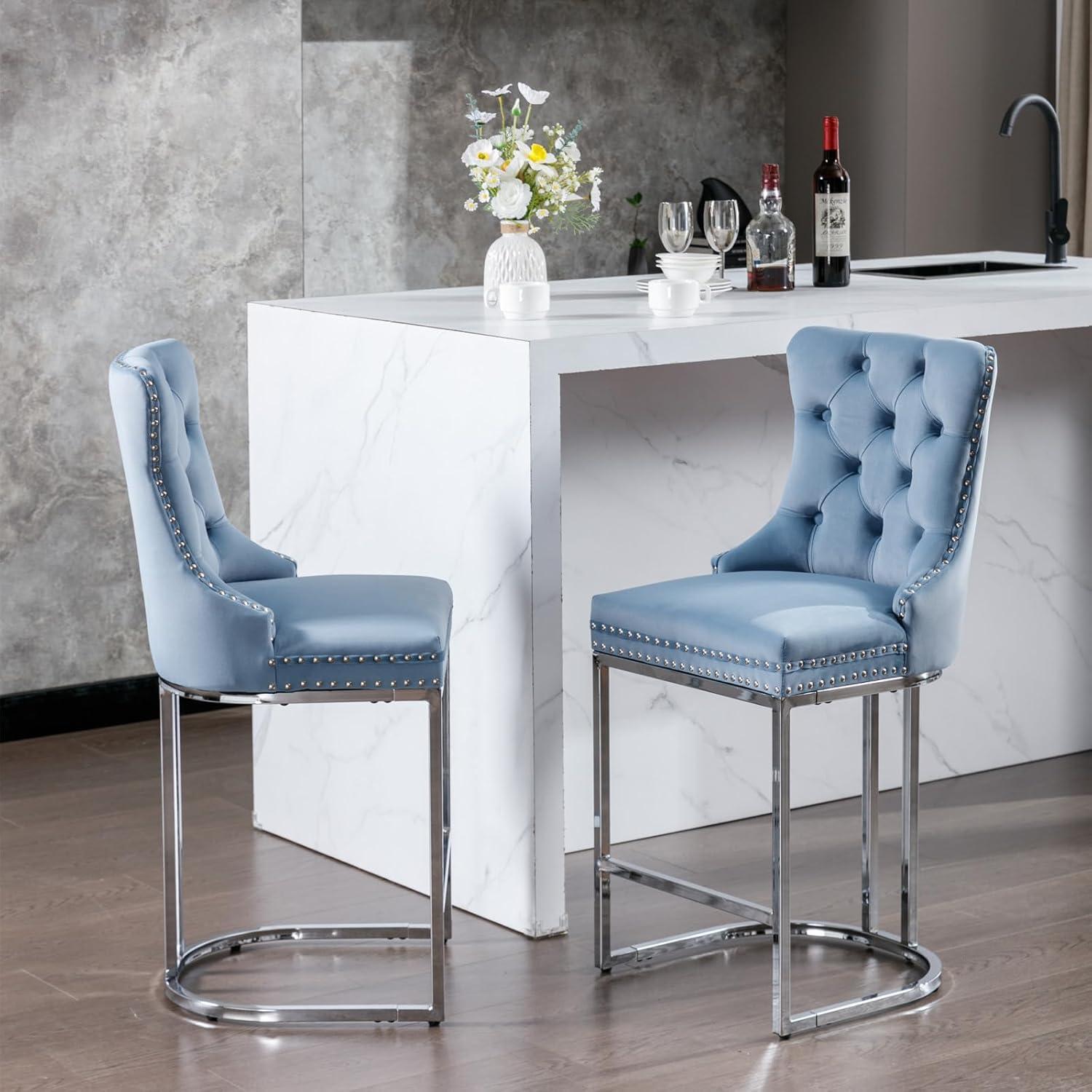 Jermon Upholstered Counter Stool with Metal Frame