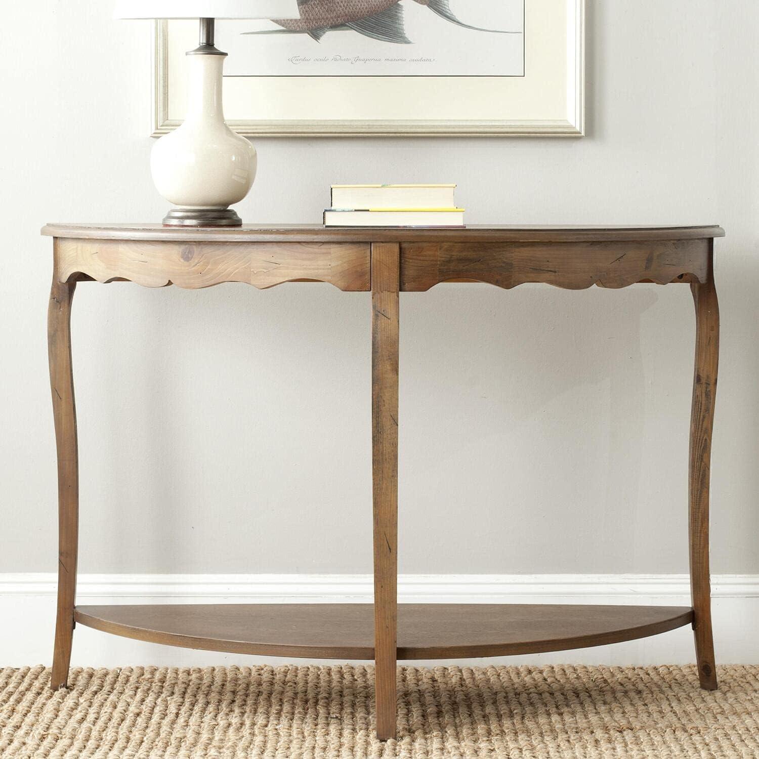 Christina Transitional Demilune Console Table with Storage in Brown