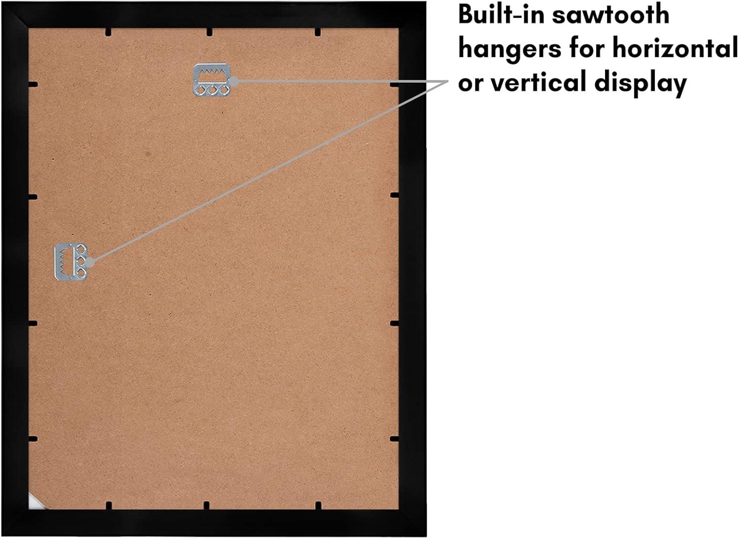 Americanflat 11x14 Picture Frame with Shatter-Resistant Glass - Use as 8x10 Frame with Mat or 11x14 Frame Without Mat - Signature Collection - Black