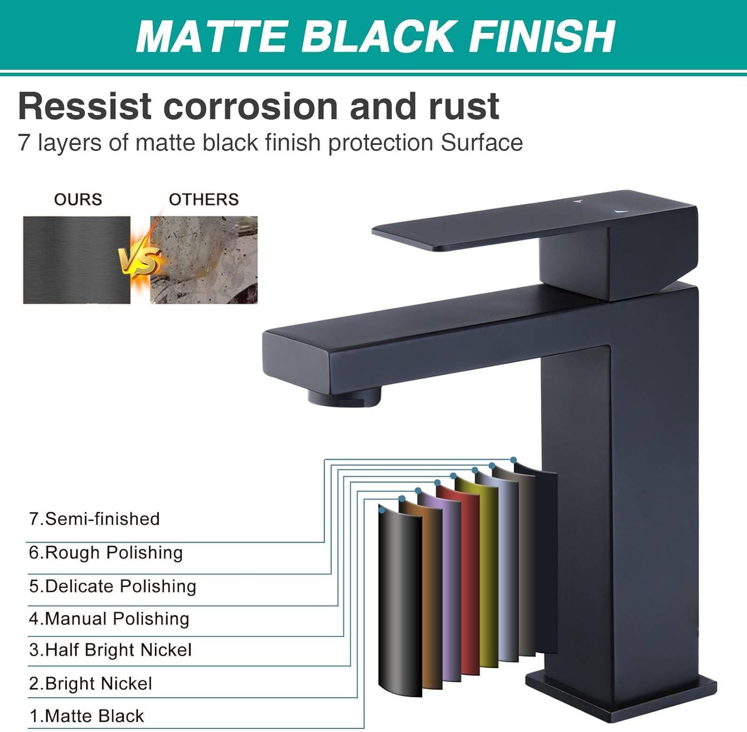 Matte Black Stainless Steel Single Handle Bathroom Faucet