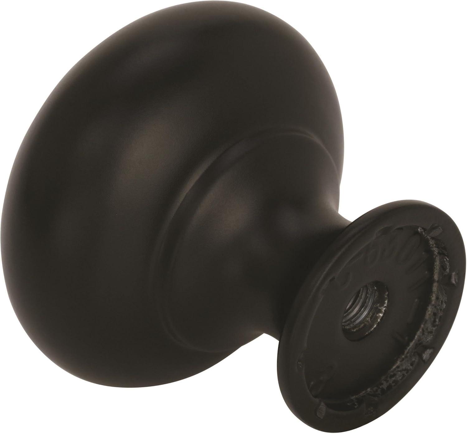 Matte Black Round Cabinet Knob with Mounting Hardware