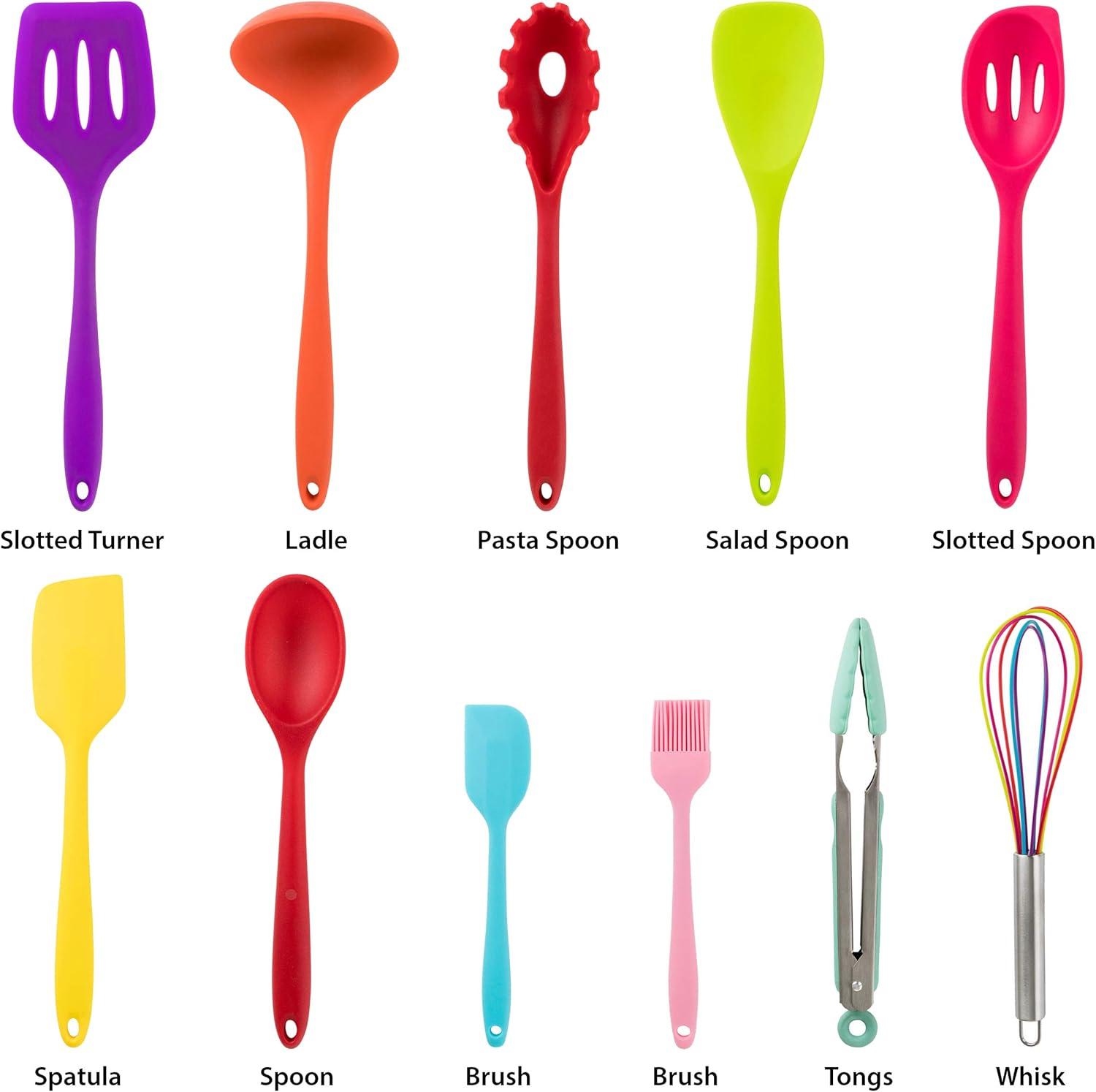 MegaChef Mulit-Color Silicone Cooking Utensils, Set of 12