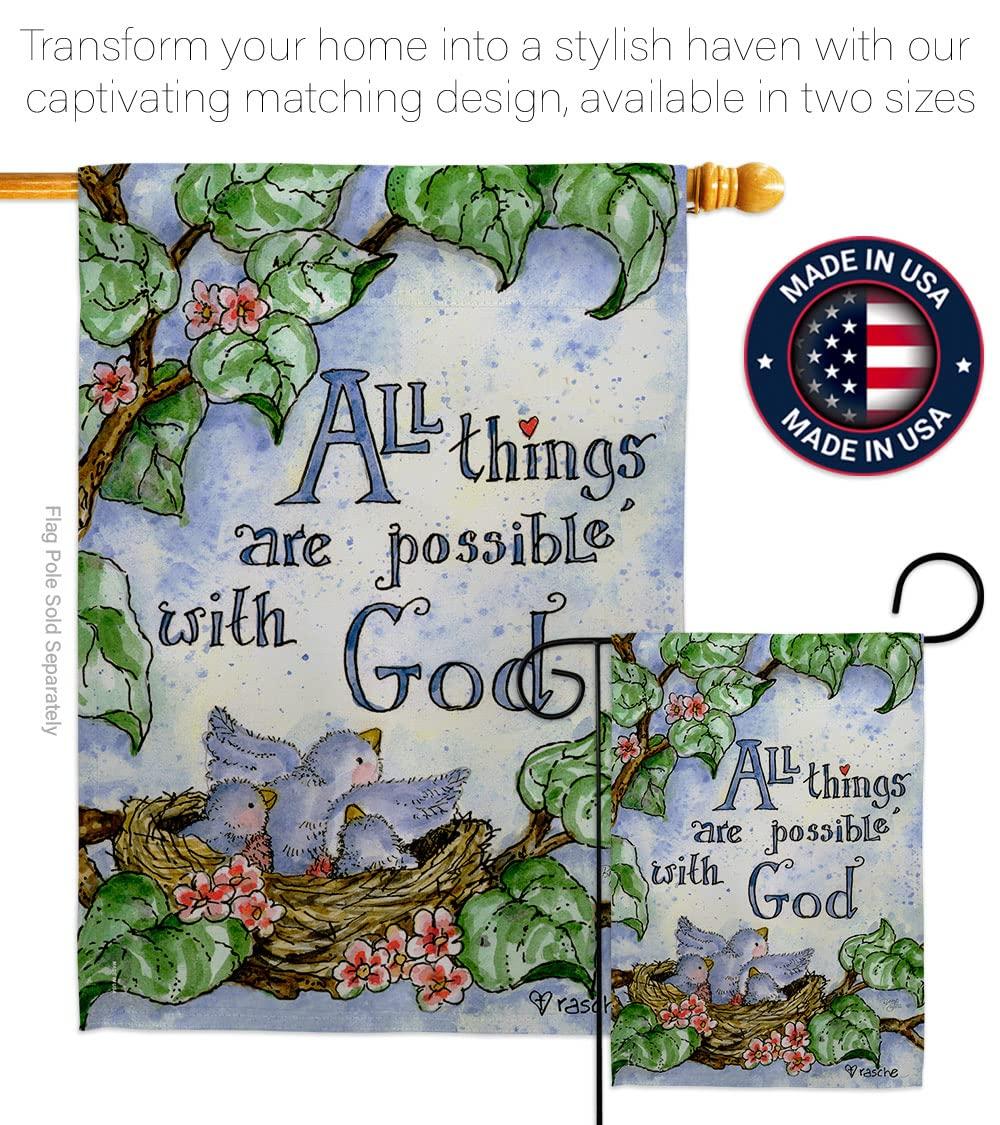 Breeze Decor 15110 All Things Are Possible with God 2-Sided Vertical Impression House Flag - 28 x 40 in.
