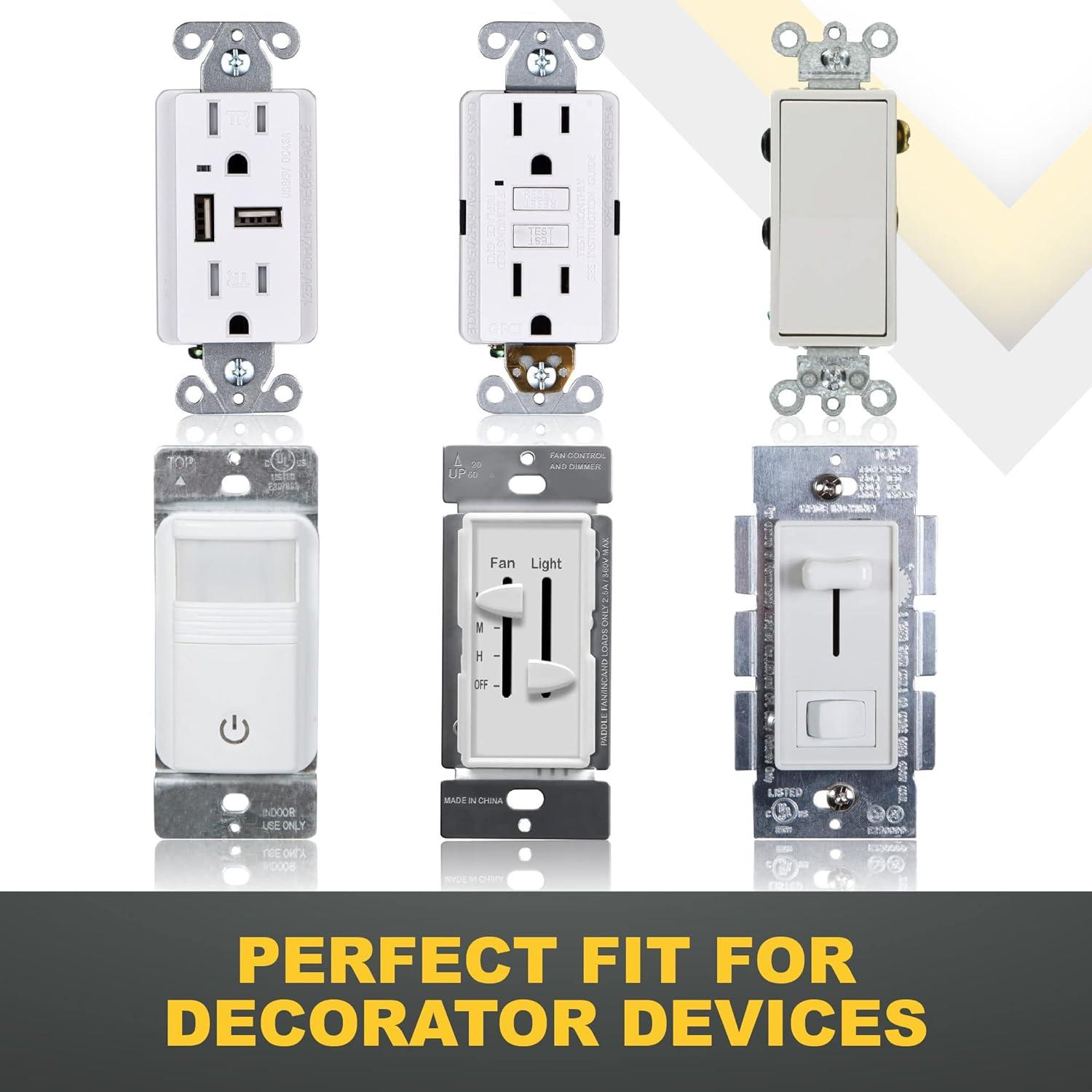 Light Almond Polycarbonate 2-Gang Screwless Wall Plate Set