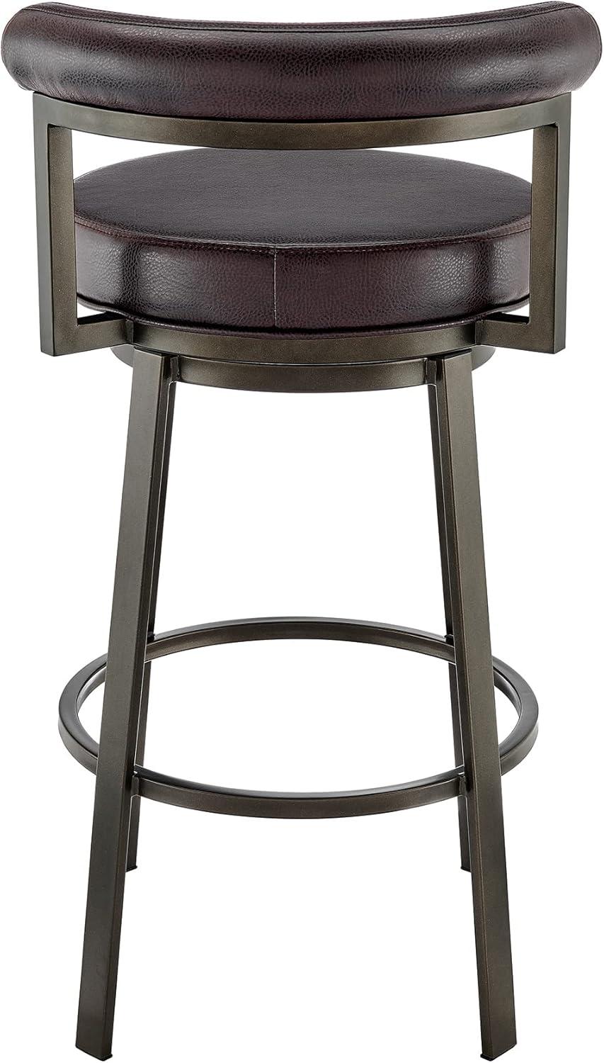 Adjustable Mocha Swivel Counter Stool in Brown Faux Leather