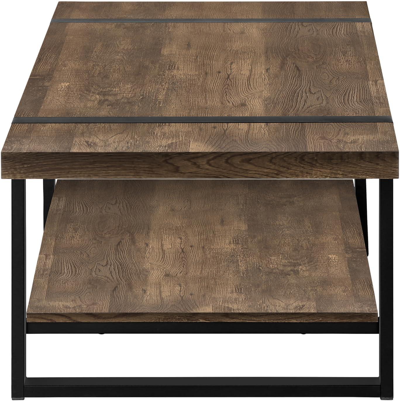 Coffee Table with Brown Reclaimed Wood-Look & Black Metal