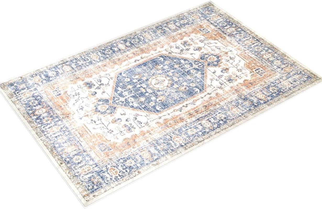 Nuloom Jacquie Oriental/Persian 3x5 Accent Indoor Area Rug for Living Room Bedroom Dining Room Entryway Kitchen, Blue/Ivory
