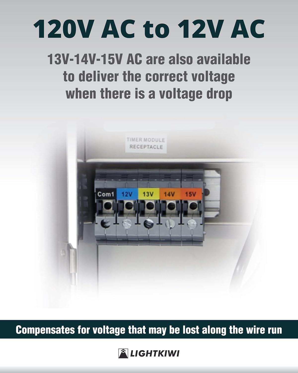 Lightkiwi W9715 300 Watt (12V-13V-14V-15V) Multi-Tap Low Voltage Transformer for Landscape Lighting