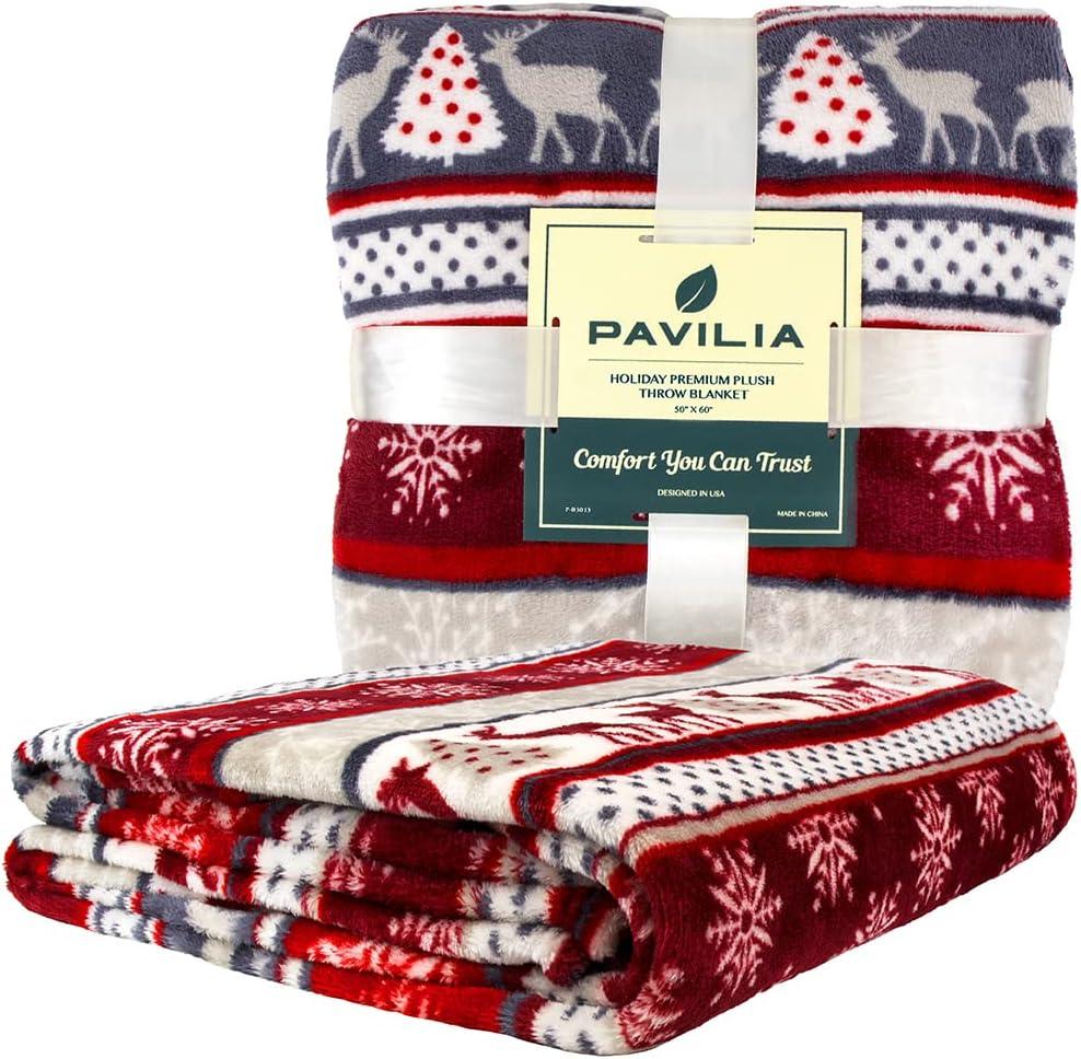 PAVILIA Lightweight Fleece Throw Blanket for Couch, Soft Warm Flannel Blankets for Bed