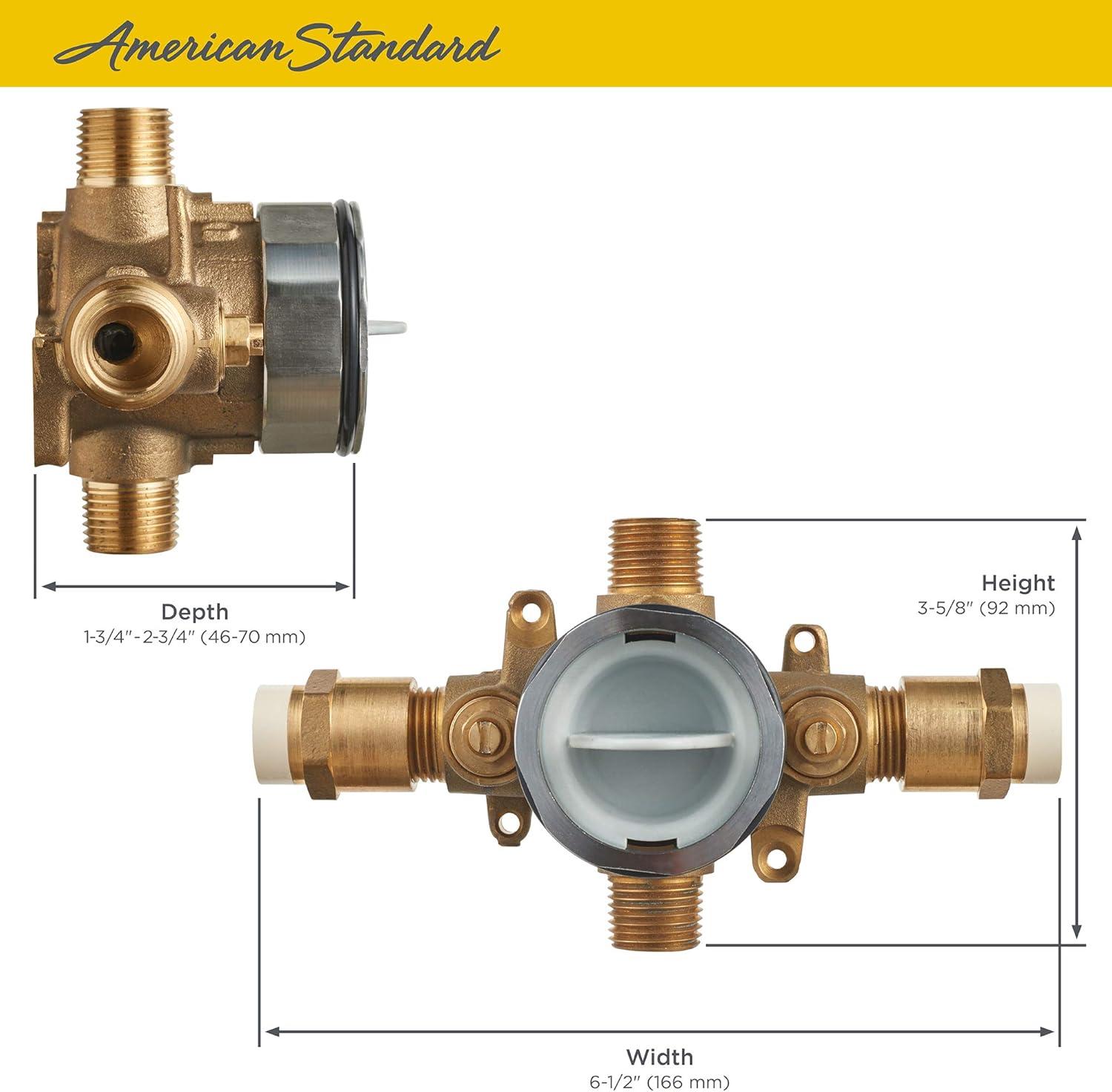 Compact Brass and Stainless Steel Shower Rough-In Valve