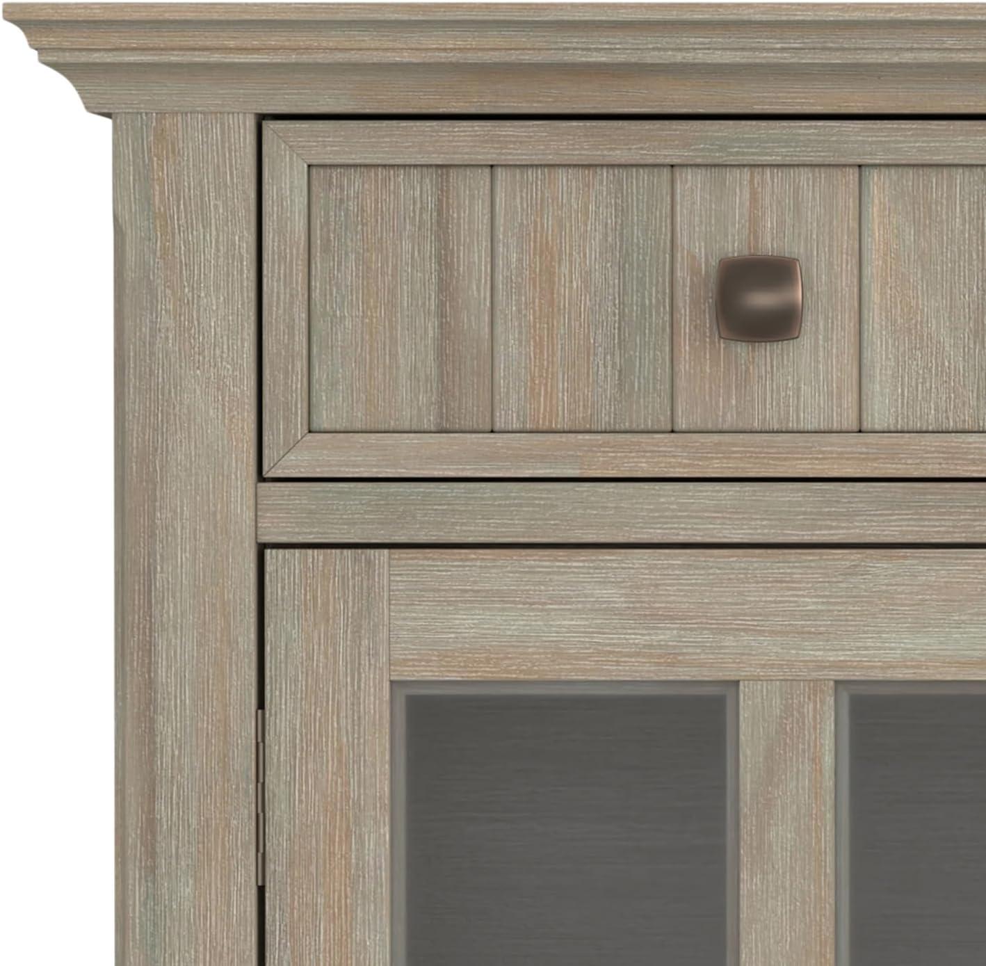 Simpli Home Acadian 36"W Solid Wood 2-Shelf Entryway Storage Cabinet with Glass Doors and 2 Drawers