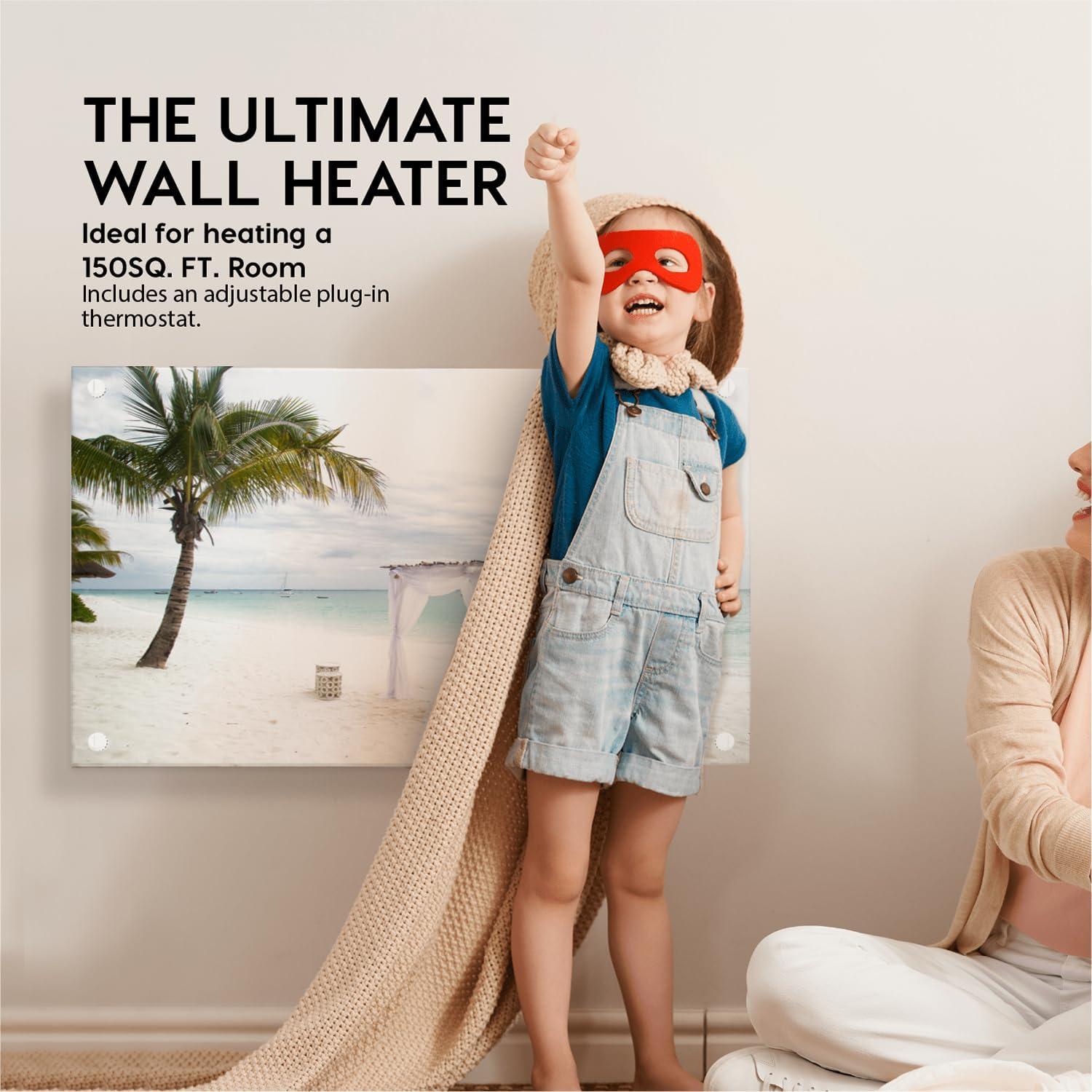 White Electric Wall Heater with Thermostat and Convection