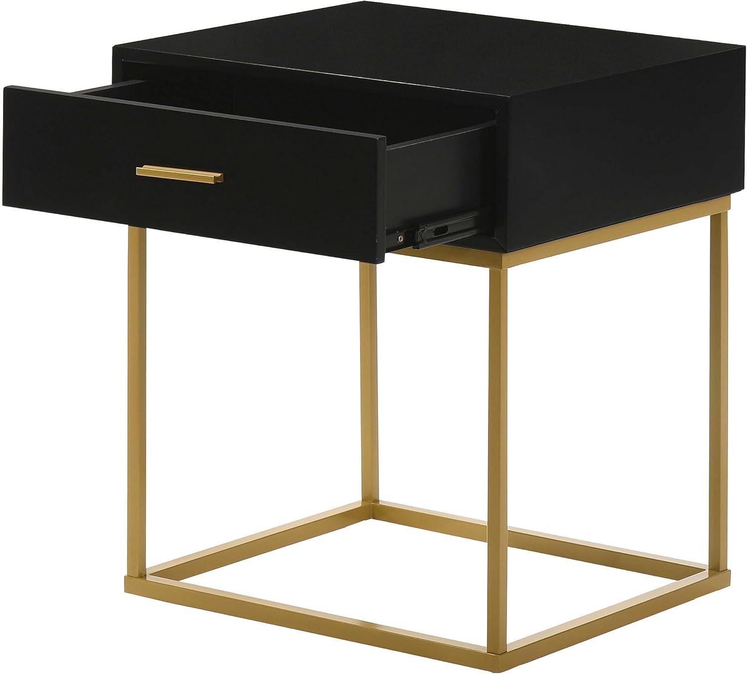 LuXeo LuXeo Catalina One Drawer Nightstand with Mustard Gold Legs