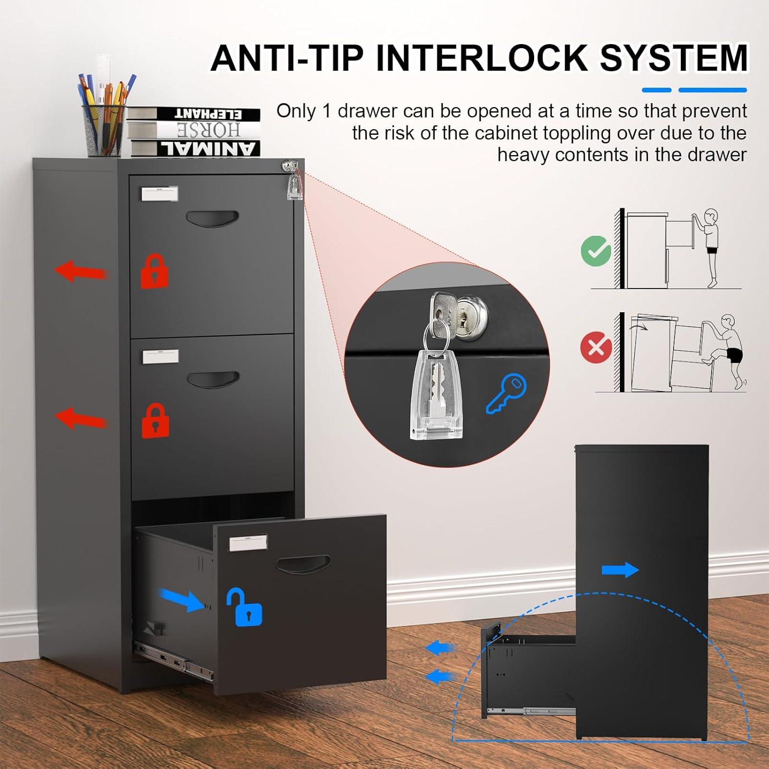 Inbox Zero 2 Drawer File Cabinet With Lock Metal Vertical File Cabinet