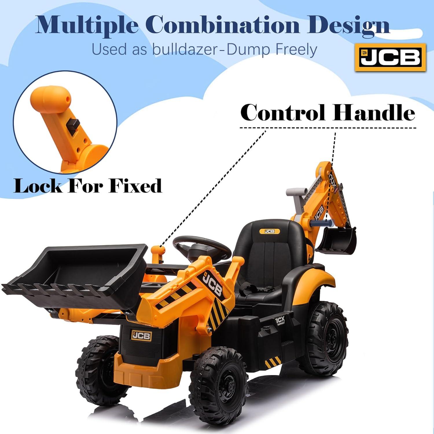 NEECHIPRO Licensed JCB Excavator Ride-on Tractor Toy Digger,24V 400W 3mph Toy Car for Children 3-6 Old, Yellow