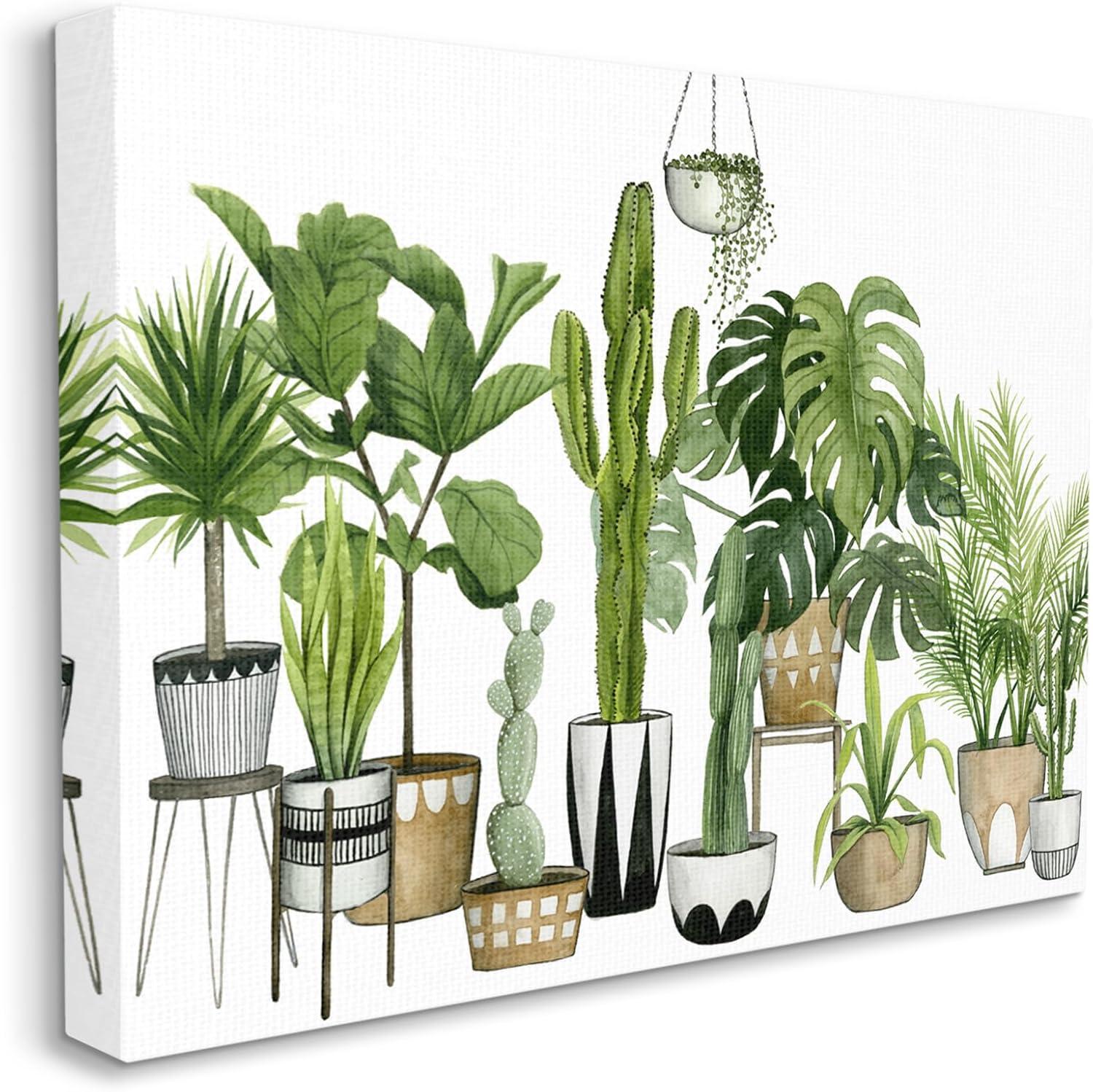 Boho Green Plant Scene Canvas Wall Art, 18 x 22 Inches