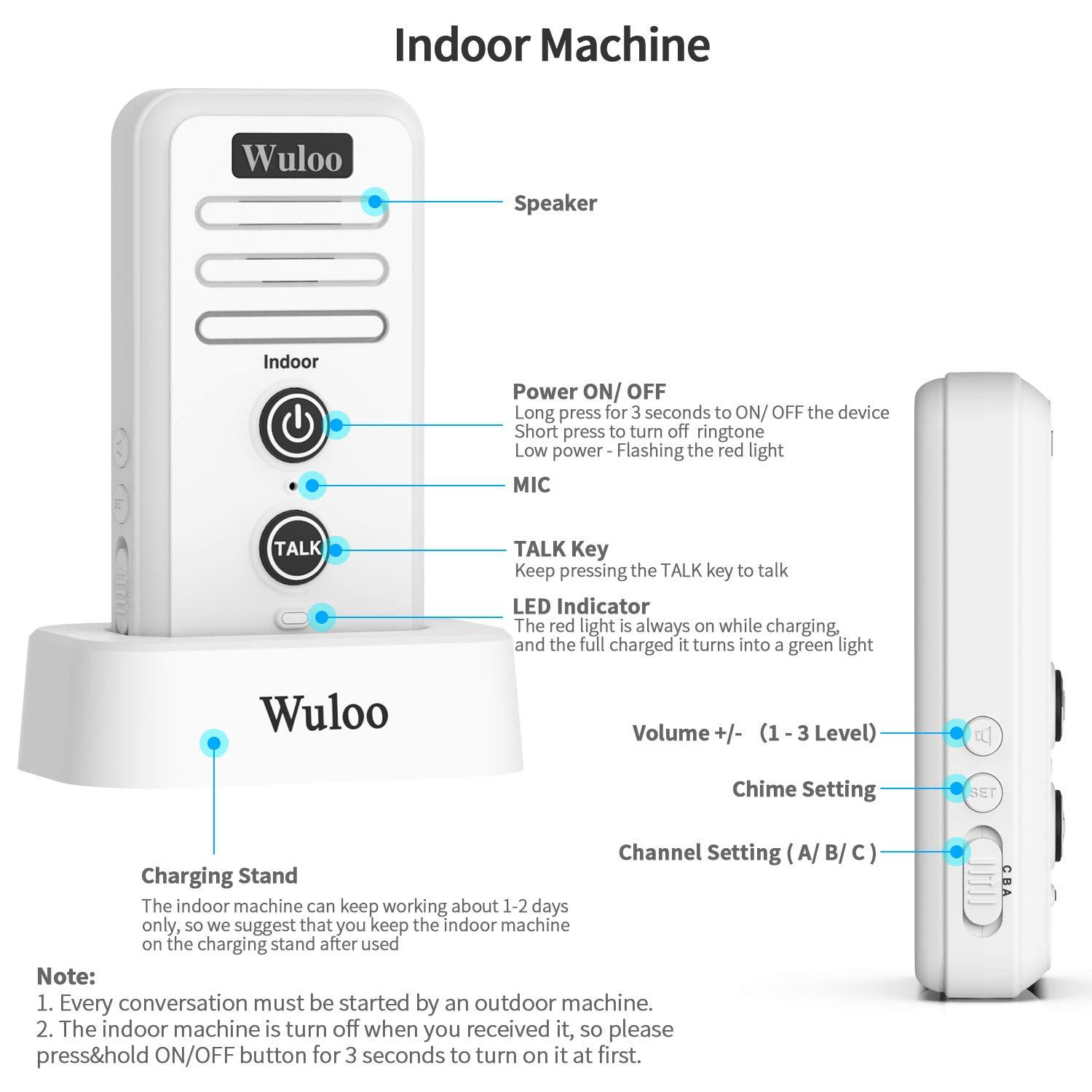 Wireless Intercom Doorbell Chime for Home Intercomunicador (1T1 White) …