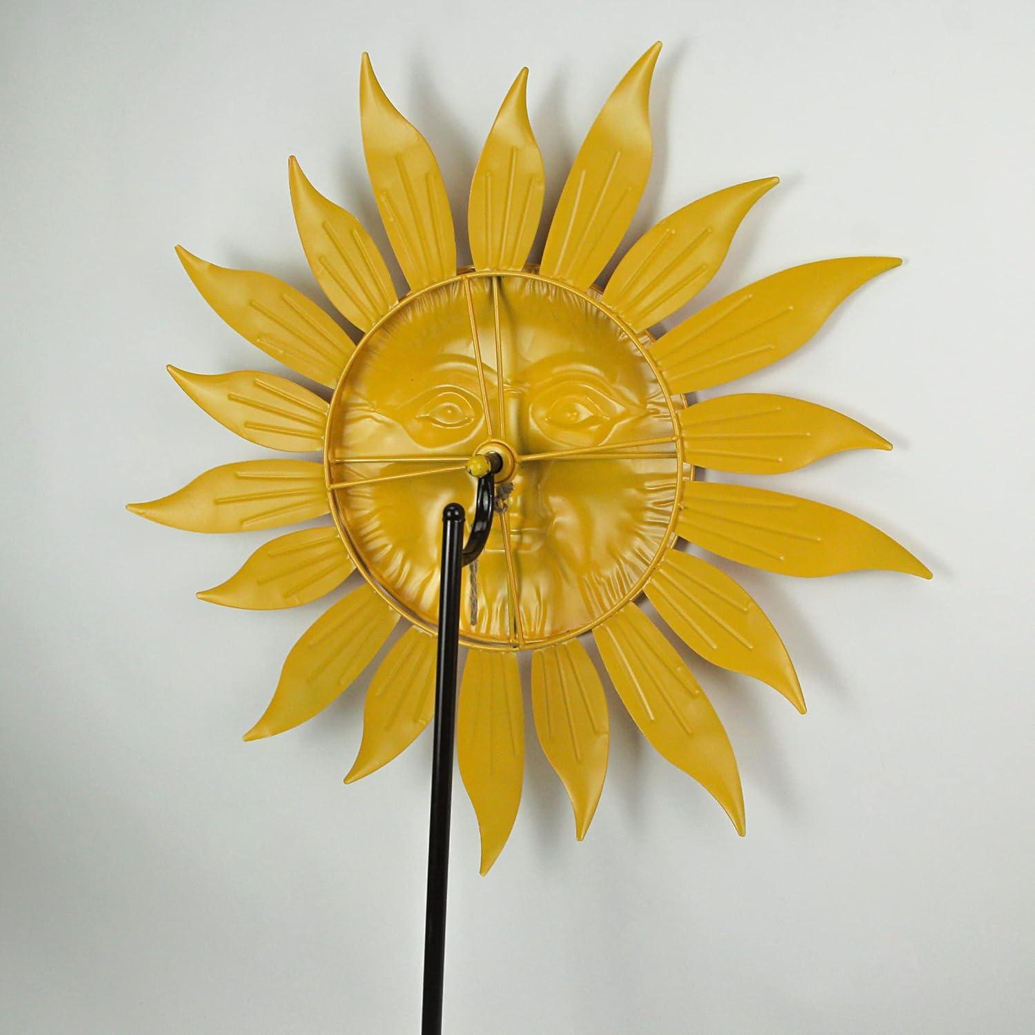 Multicolor Metal Sunflower Garden Wind Spinner Stake 71.5 Inches