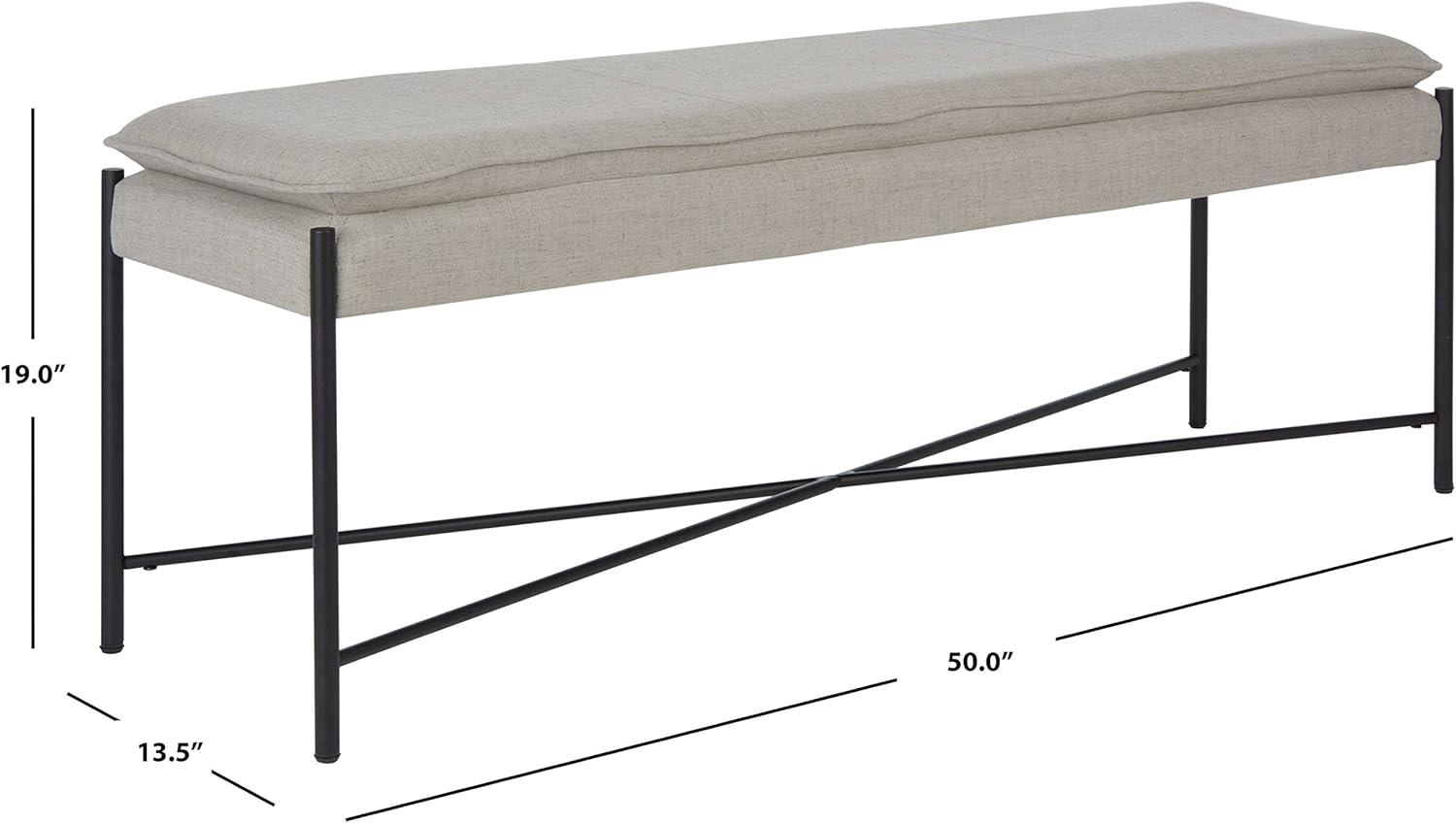 Kara Cushioned X Bench - Light Grey Linen/Black - Safavieh