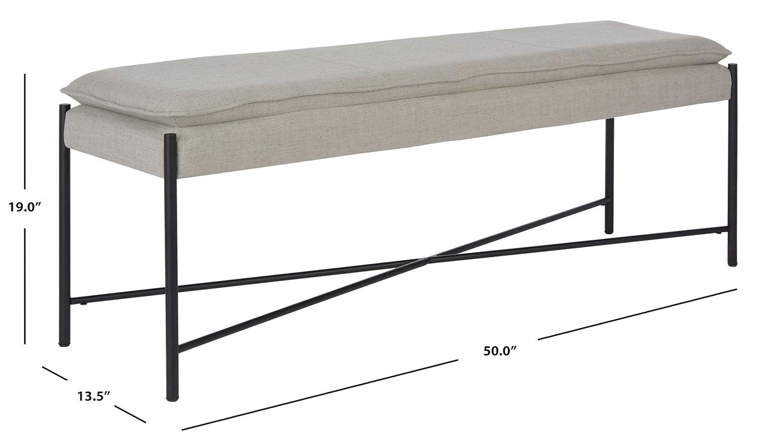Kara Cushioned X Bench - Light Grey Linen/Black - Safavieh