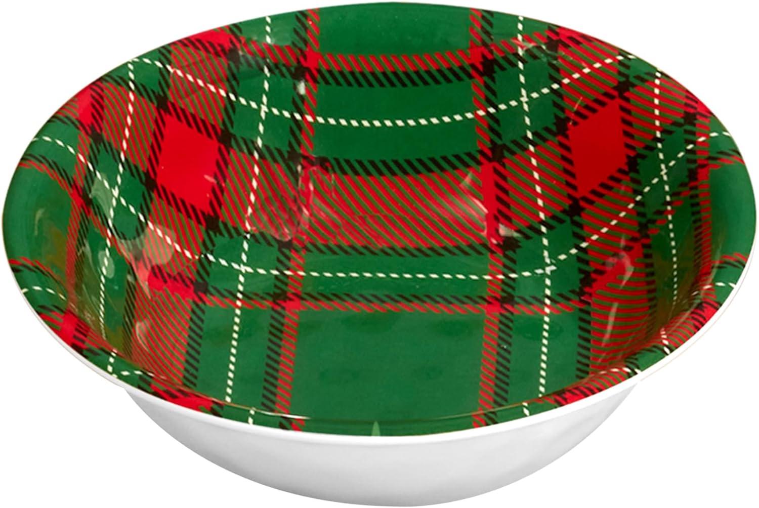 Christmas Plaid 12-Piece Melamine Dinnerware Set, Service for 4