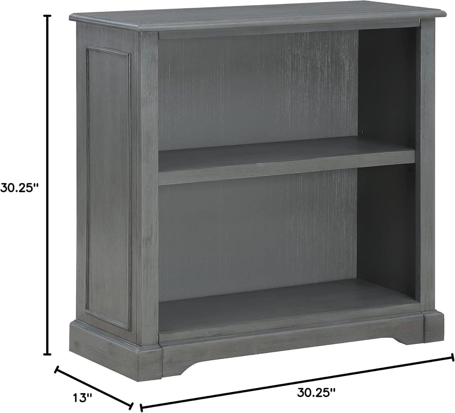 Country Meadows 2-Shelf Engineered Wood Bookcase in Plantation Gray