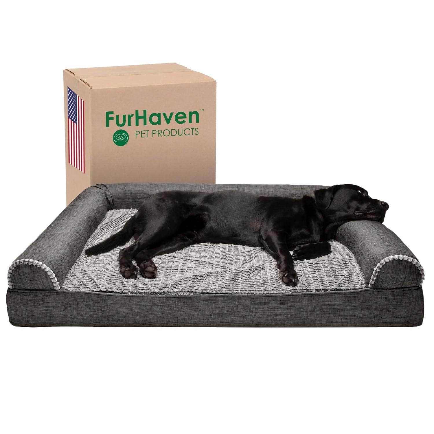 FurHaven Luxe Fur & Performance Linen Sofa Bed