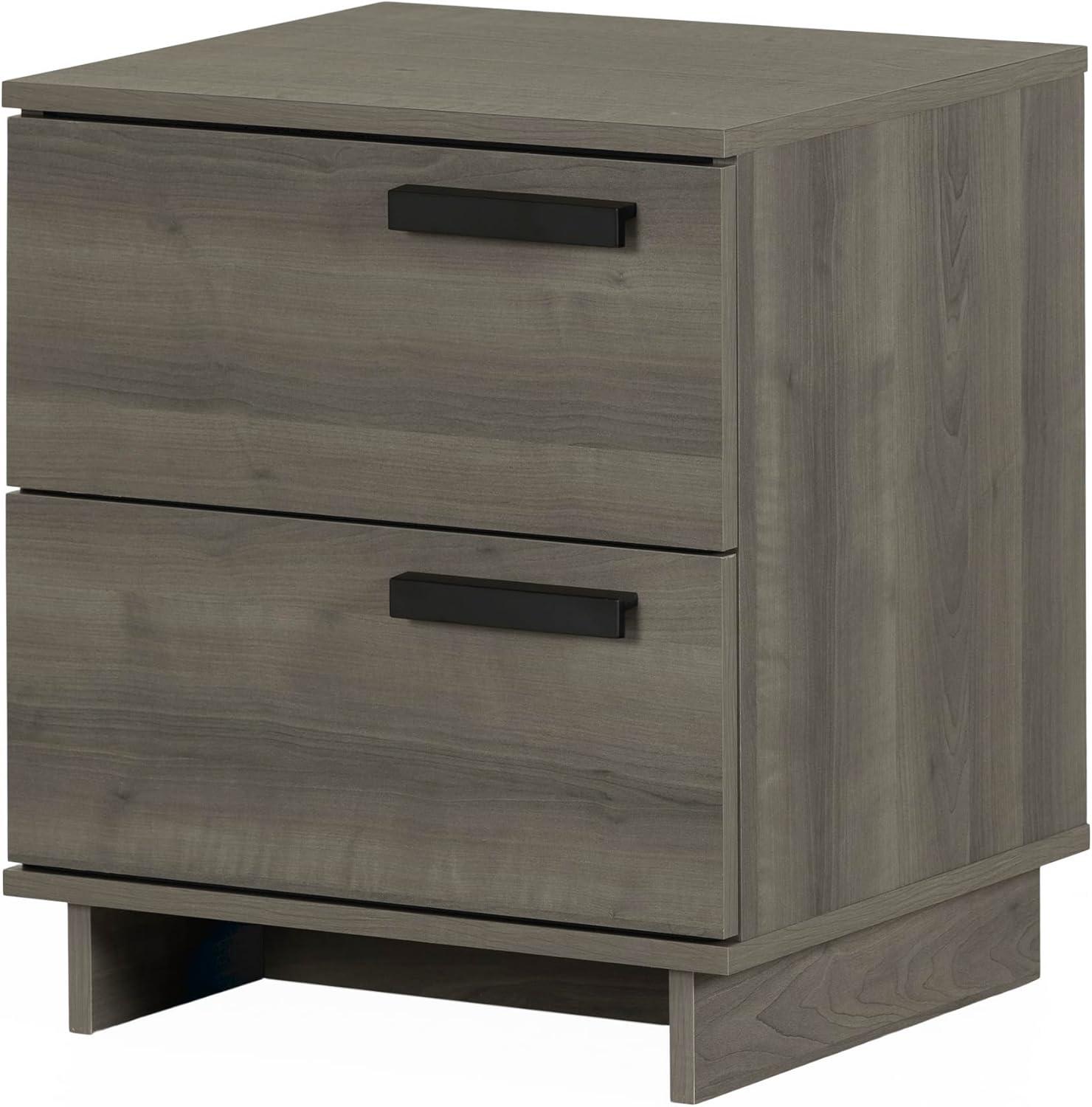 Gray Maple 2-Drawer Scandinavian Nightstand