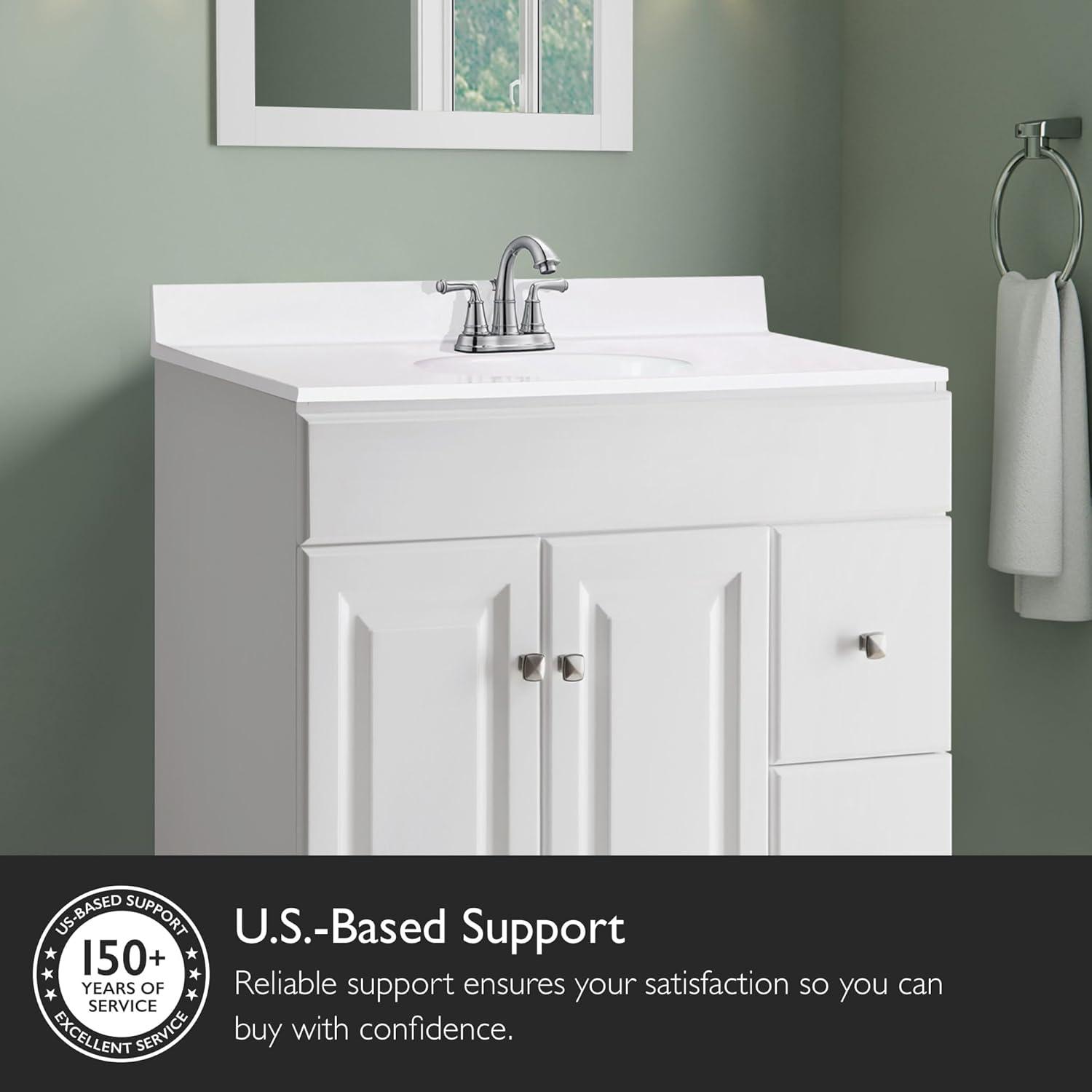 Design House, 586198 -31-inch Cultured Marble Vanity Top with Backsplash, Improved New Package in White