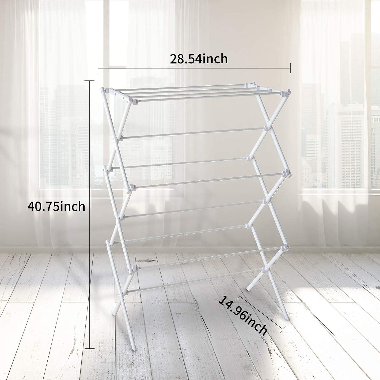 3 Tiers Extendable Clothes Drying Rack, Vertical Laundry Rack Portable and Collapsible for Storage Indoor Outdoor, White