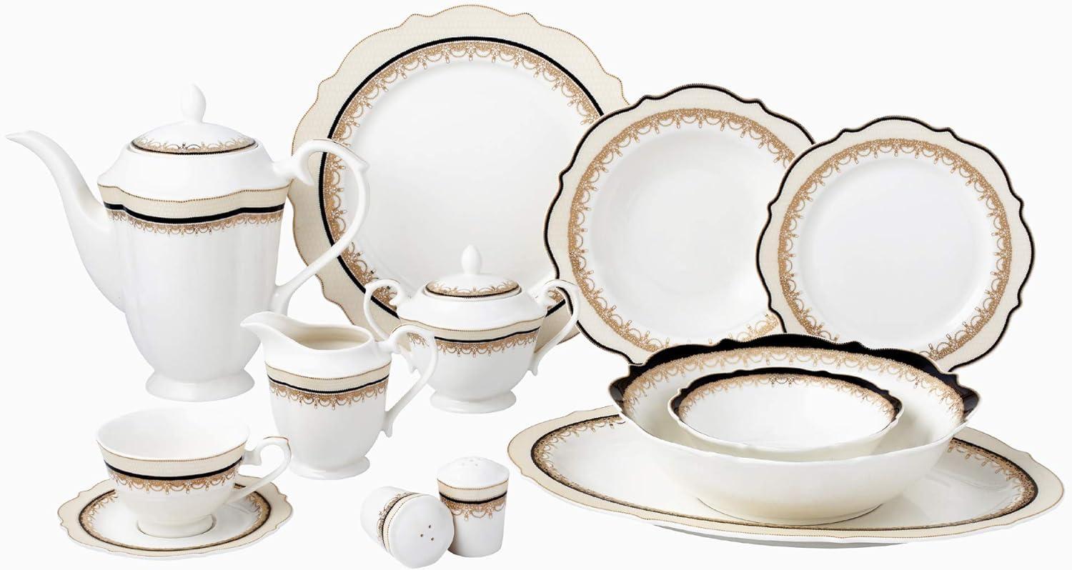 Elisa Glossy White Porcelain Dinnerware Set, Service for 8