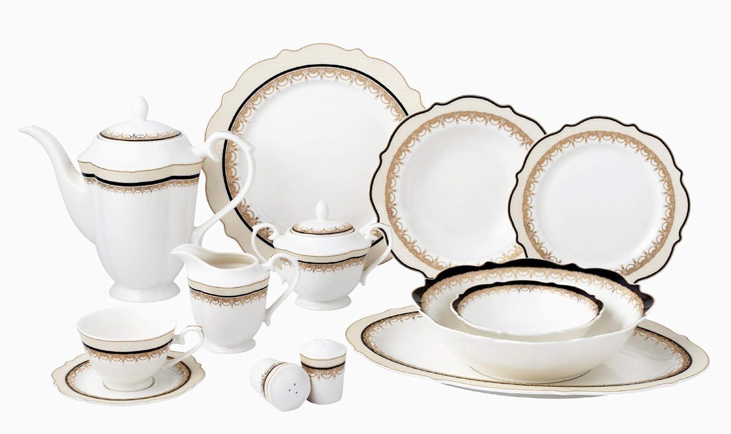 Elisa Glossy White Porcelain Dinnerware Set, Service for 8