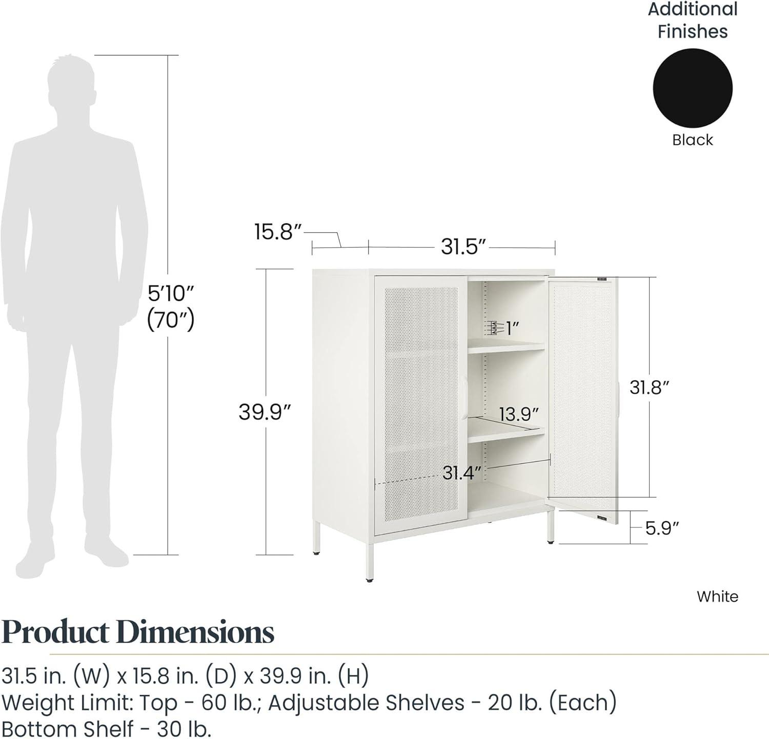 RealRooms Shadwick 2 Door Storage Cabinet-Mesh Metal Locker