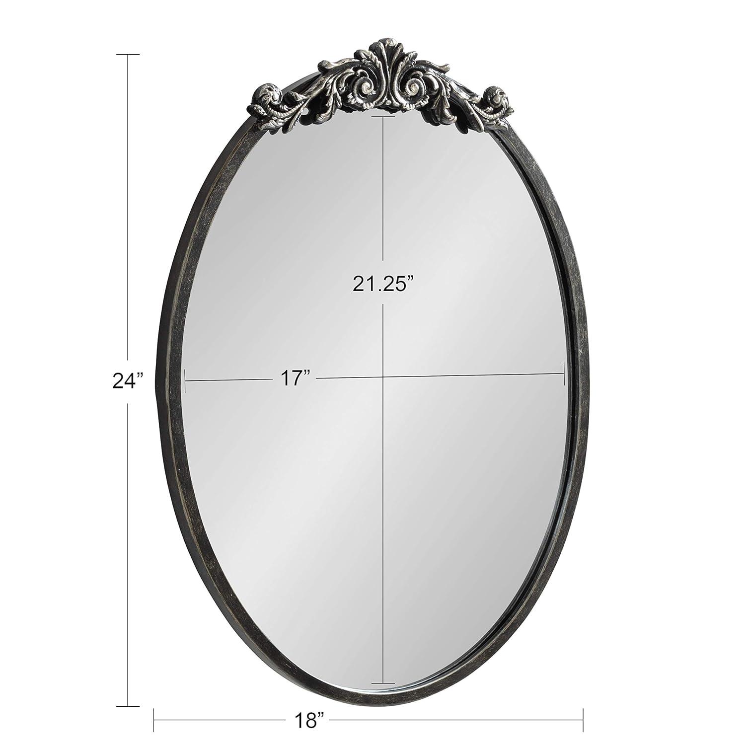 Kate & Laurel All Things Decor 18"x24" Arendahl Traditional Vertical Oval Wall Mirror: Ornate, Baroque-Inspired Design