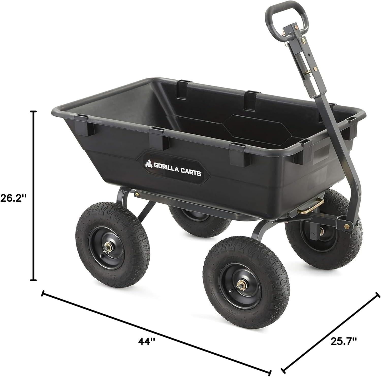 Heavy-Duty Black Alloy Steel Outdoor Hauler with Pneumatic Wheels