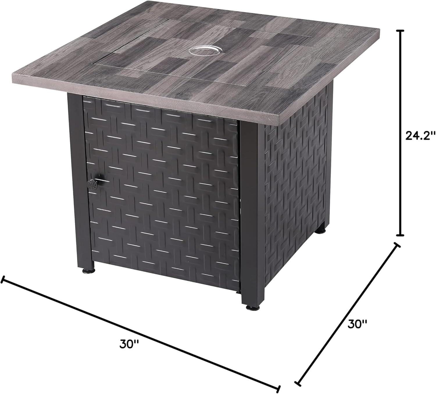 Black and Grey Steel Gas Fire Pit Table