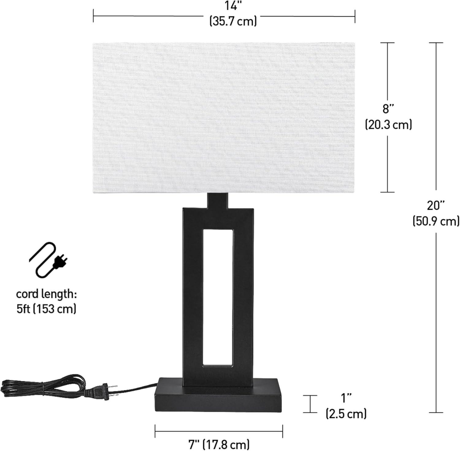 Matte Black 20" Table Lamp with White Linen Shade