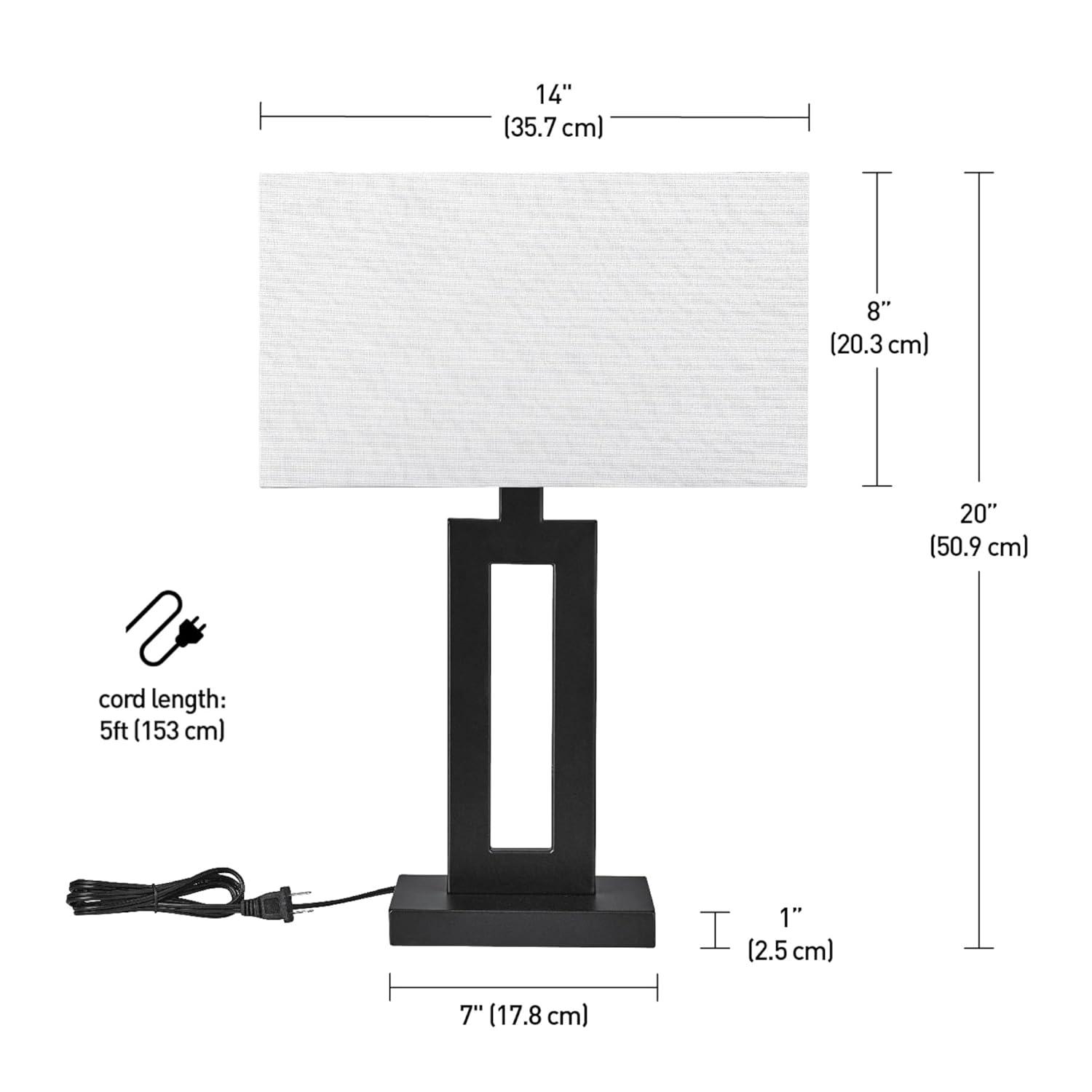 Globe Electric 20" Modern Matte Black Indoor Table Lamp with White Linen Shade