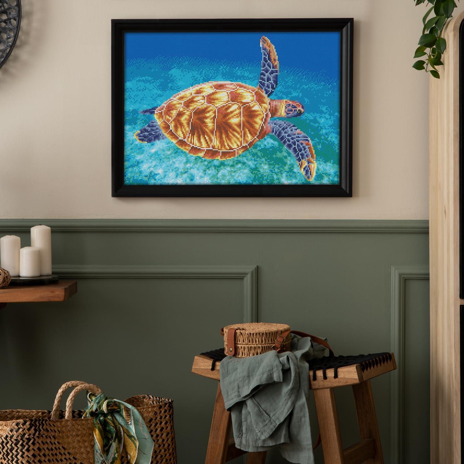 Graceful Swimmer Turtle Square Diamond Painting Kit 14.57" x 20.47"
