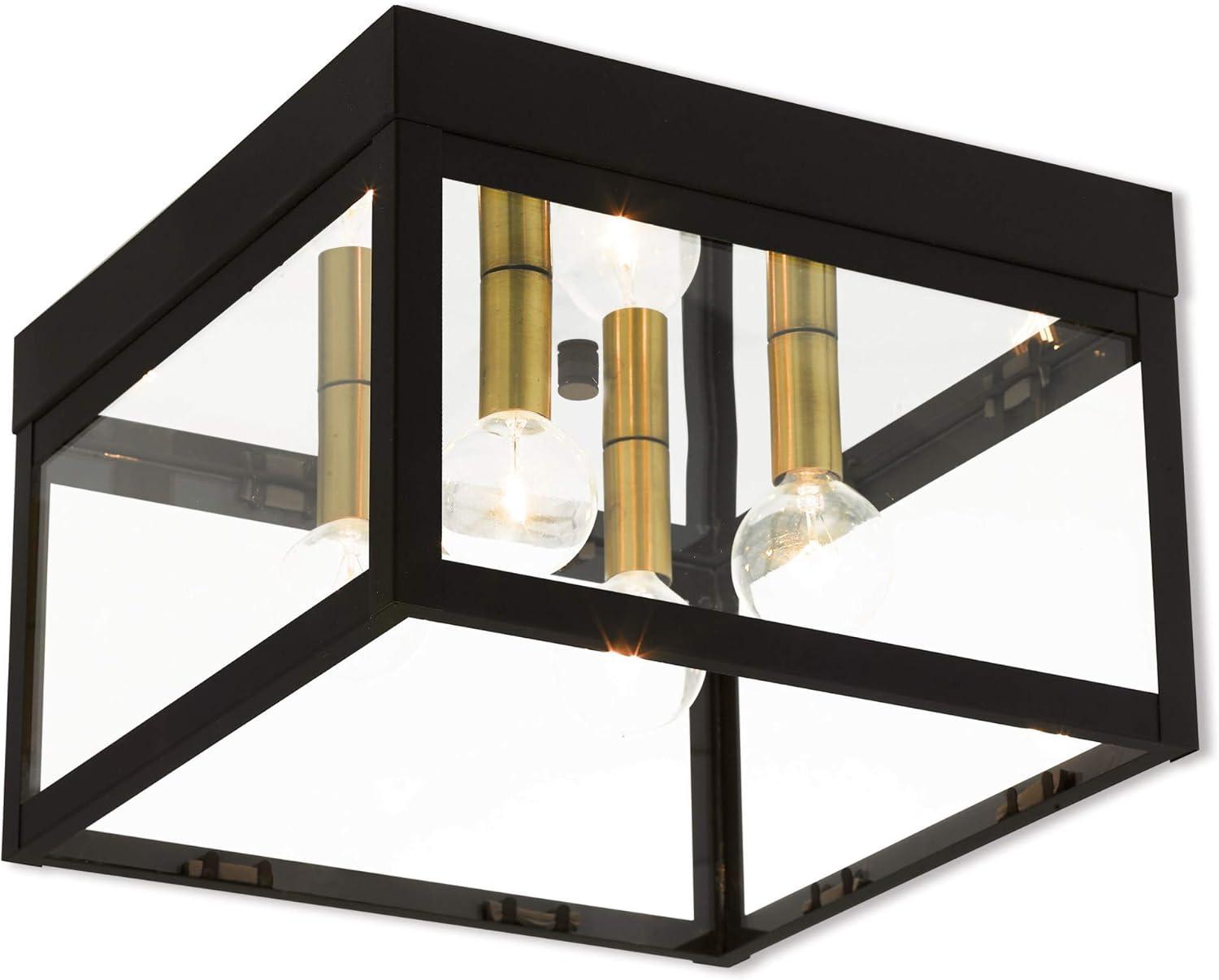 Bronze Nyack Clear Glass 4-Light Outdoor Ceiling Mount